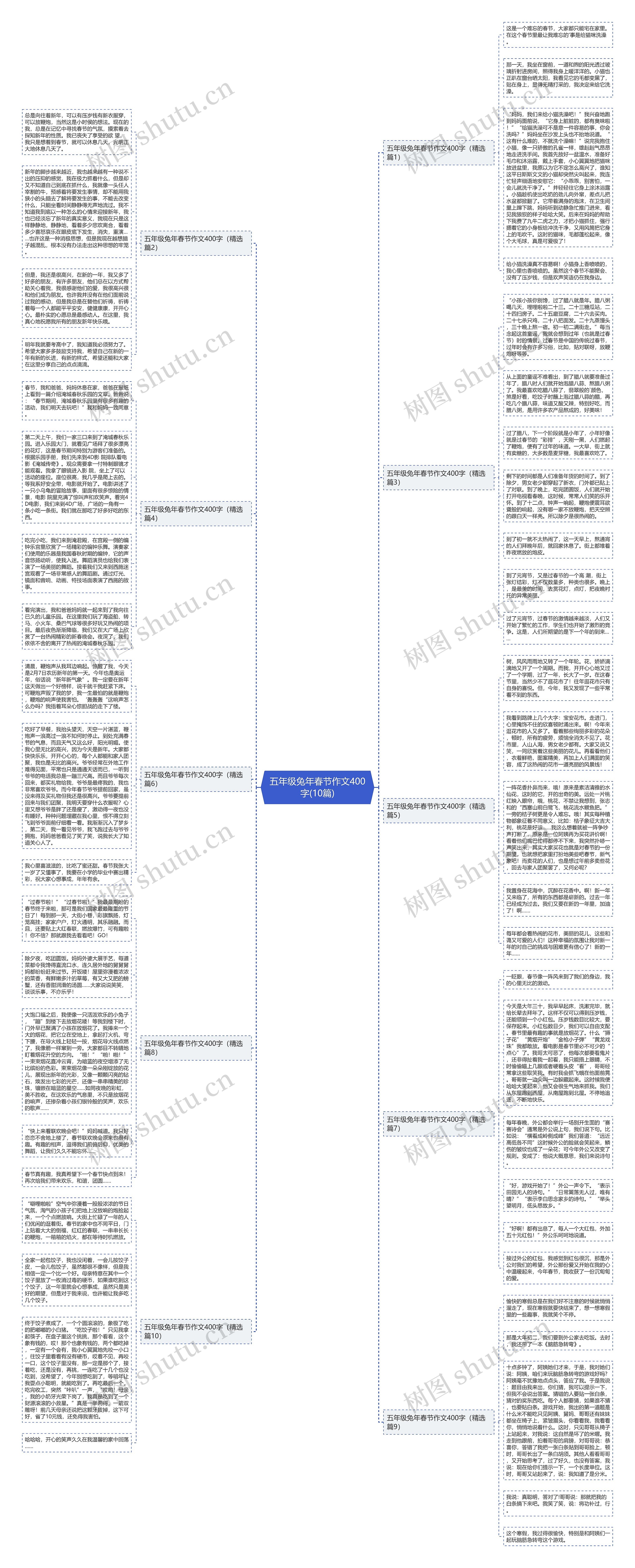 五年级兔年春节作文400字(10篇)思维导图