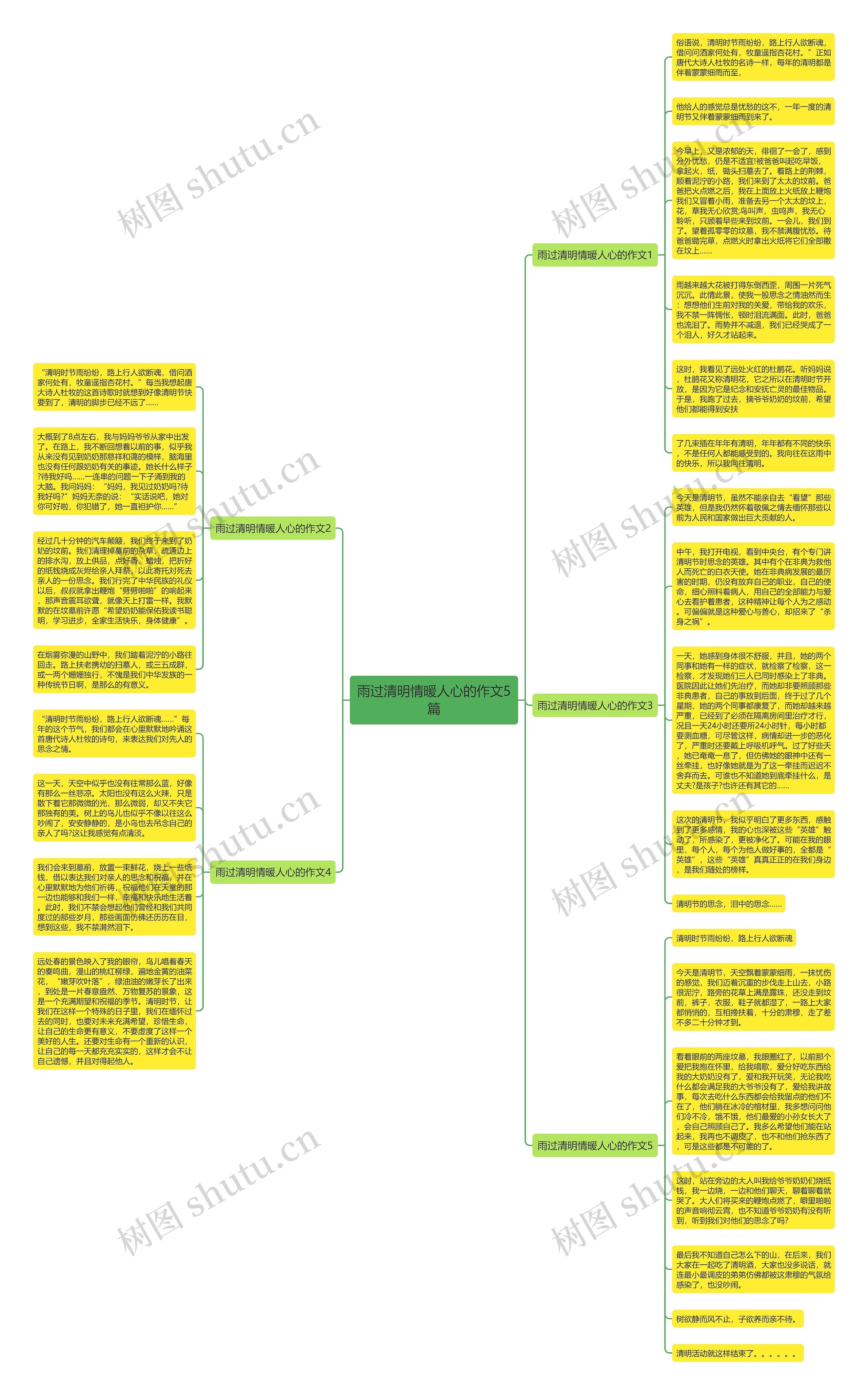 雨过清明情暖人心的作文5篇思维导图