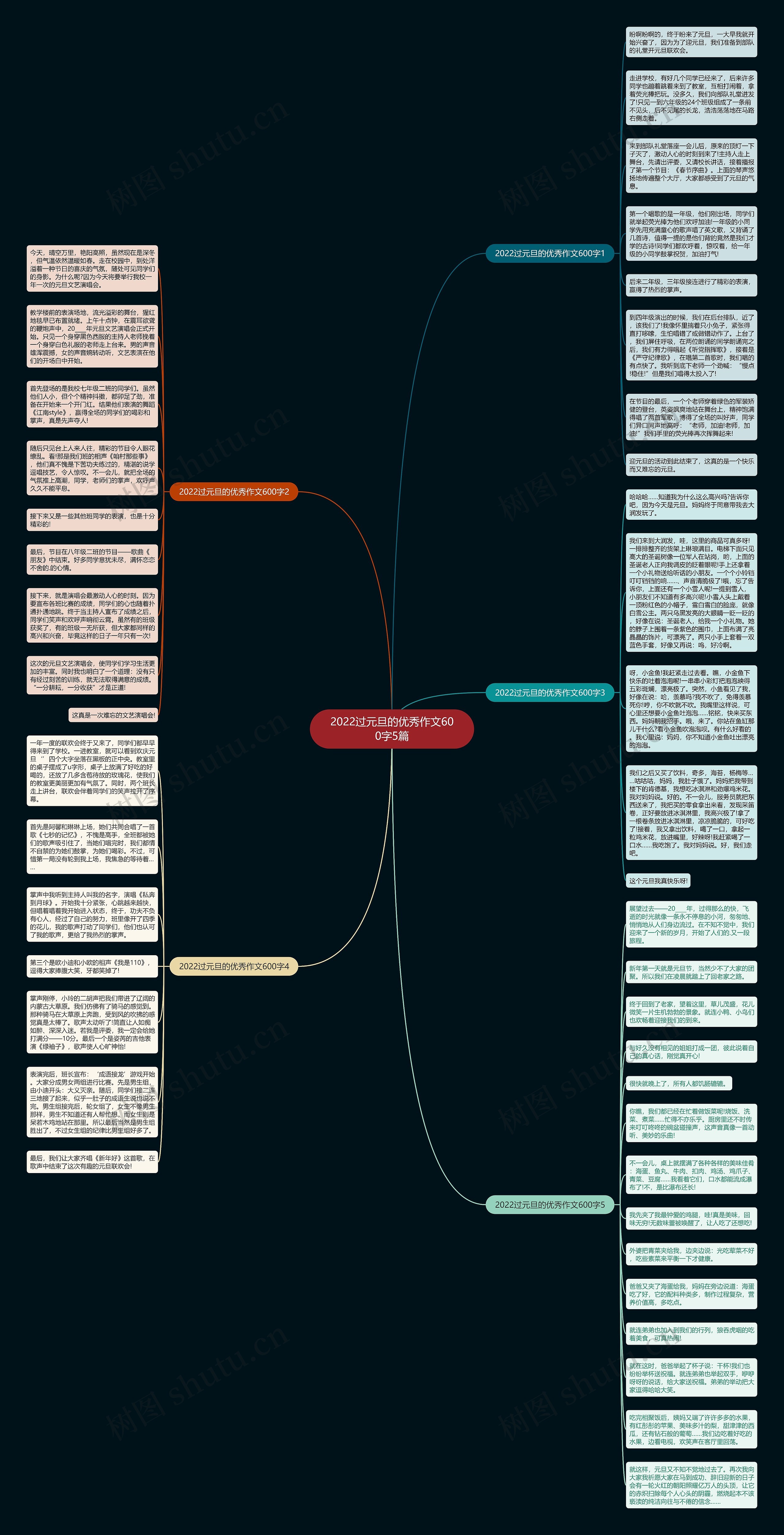 2022过元旦的优秀作文600字5篇思维导图
