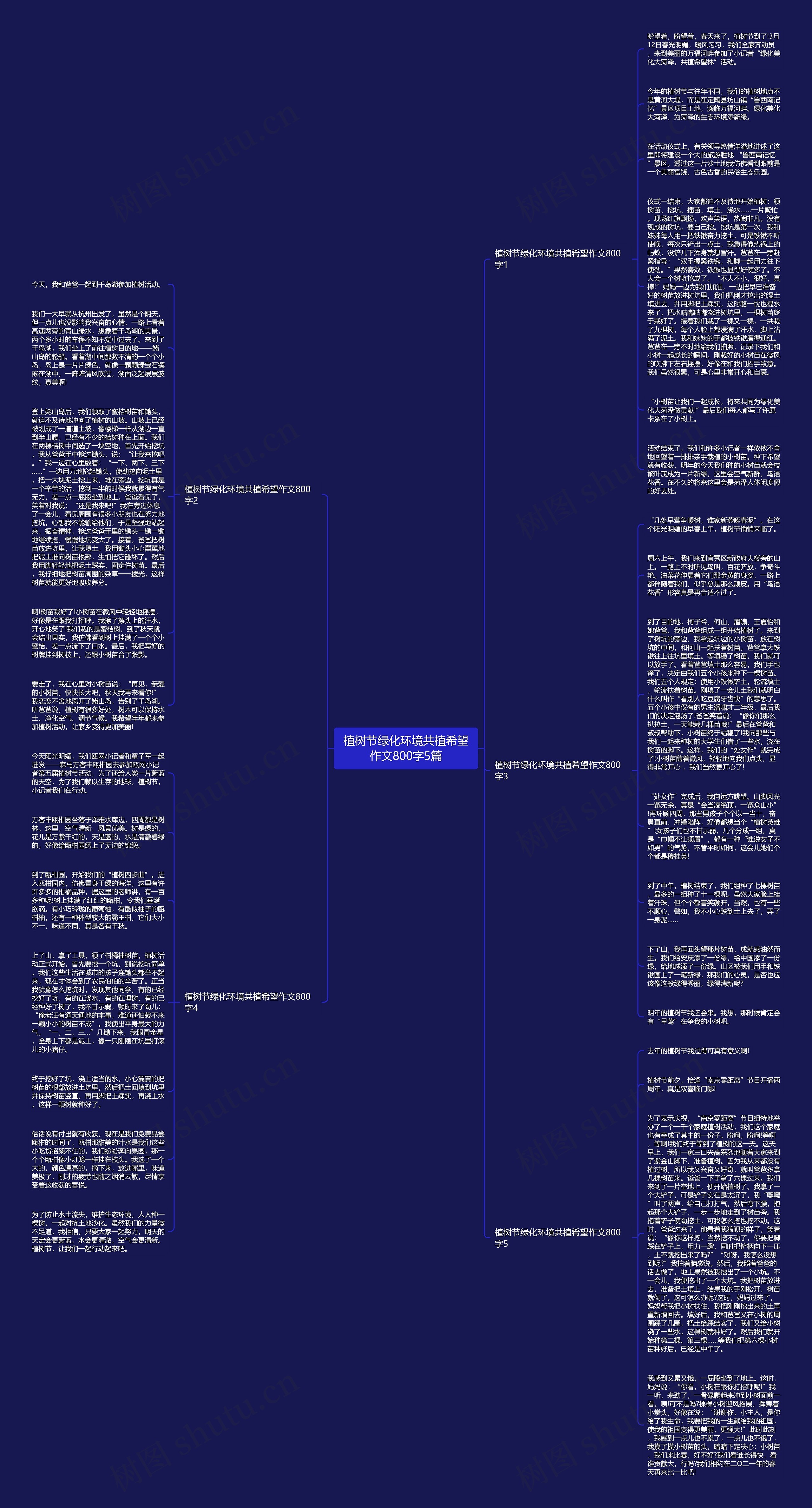 植树节绿化环境共植希望作文800字5篇思维导图