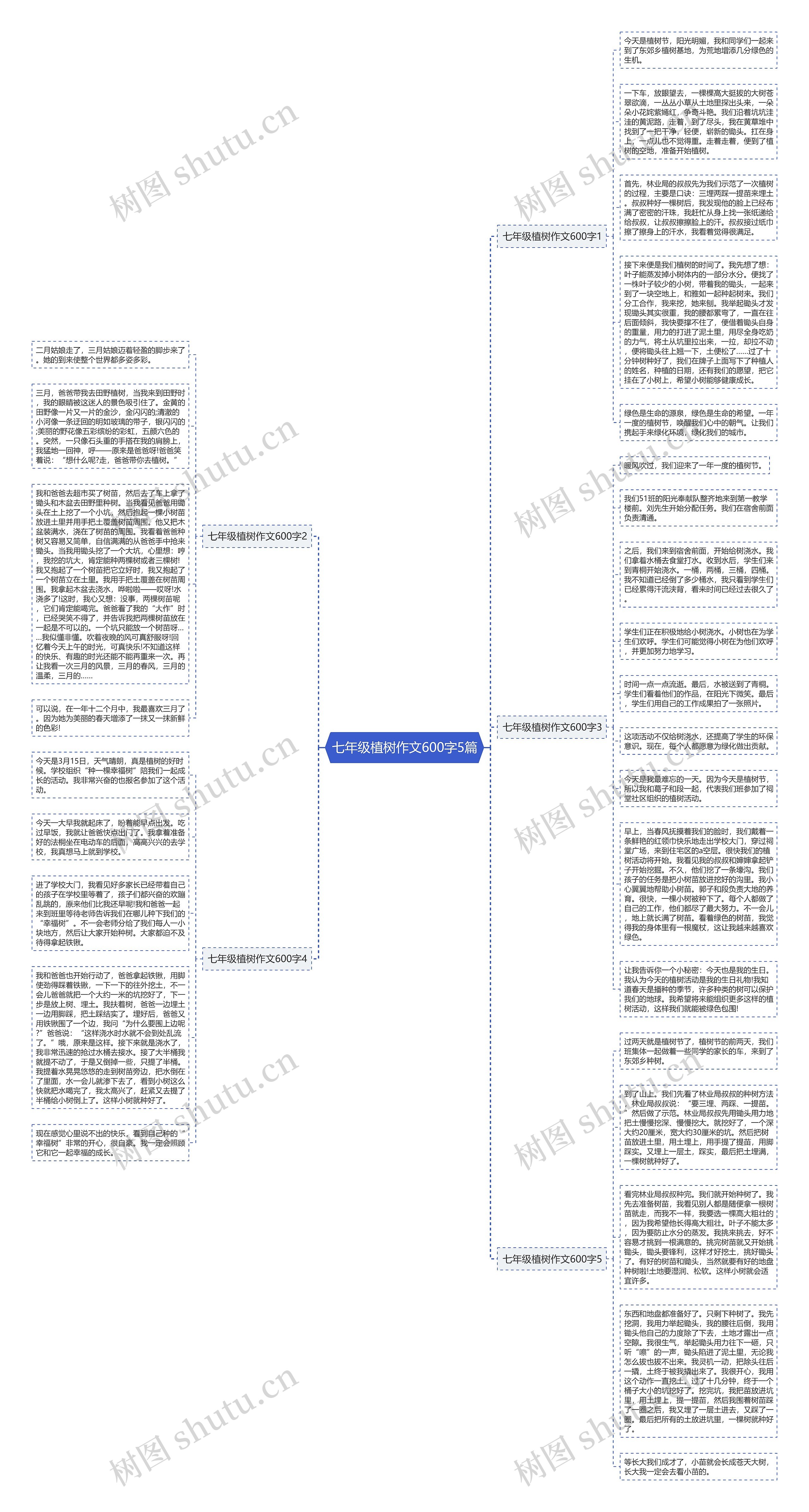 七年级植树作文600字5篇思维导图