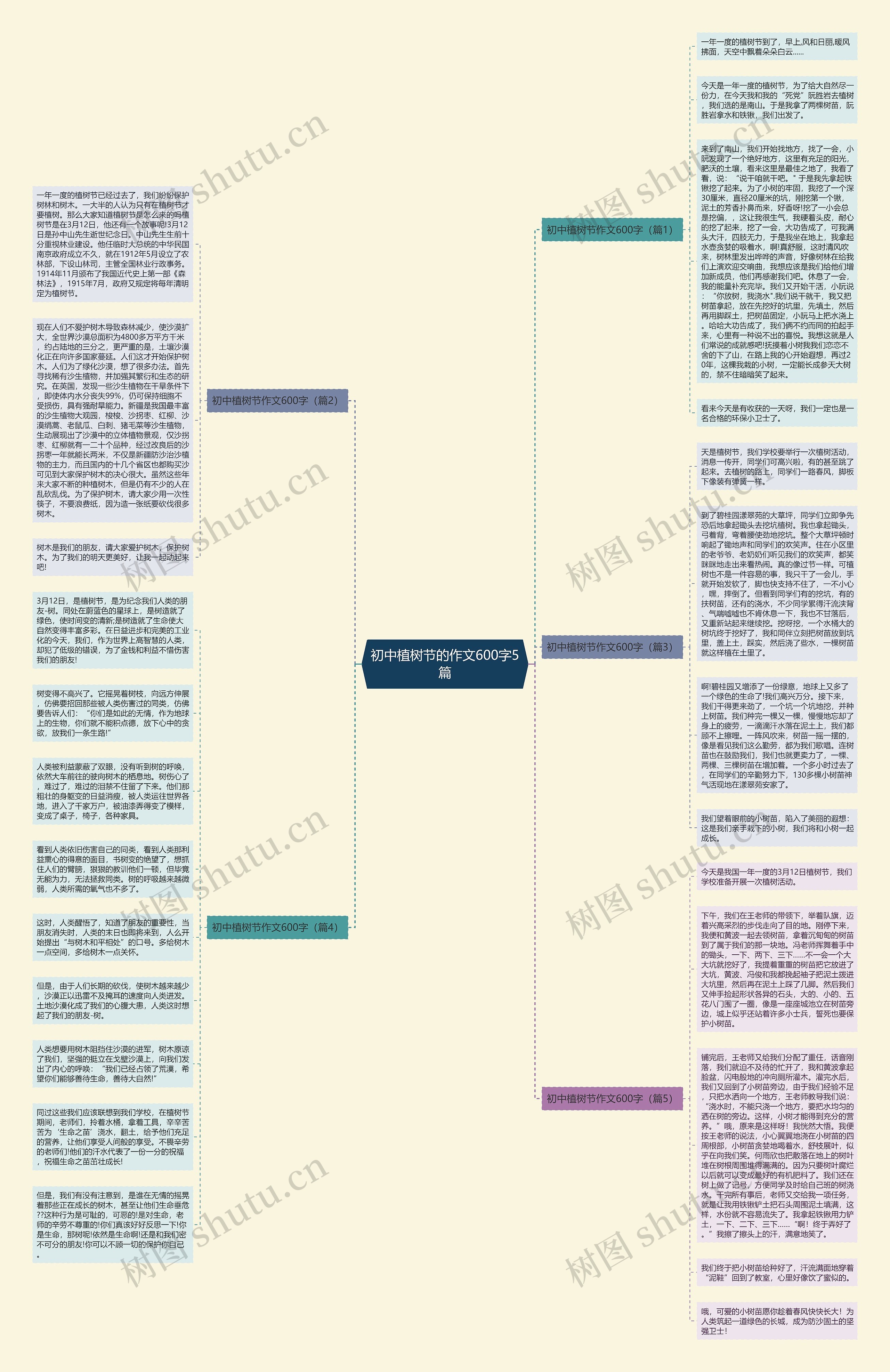 初中植树节的作文600字5篇思维导图
