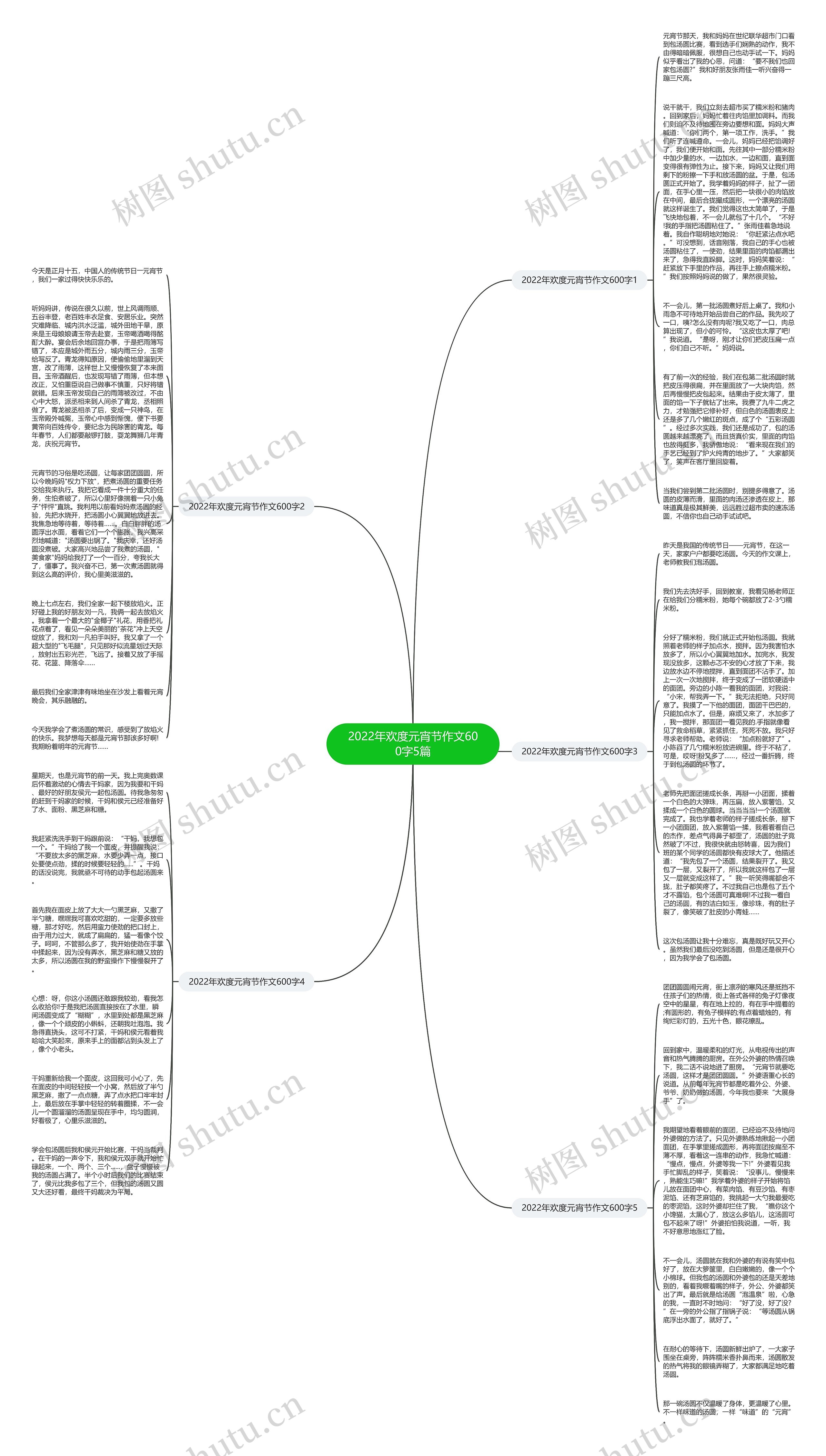 2022年欢度元宵节作文600字5篇思维导图