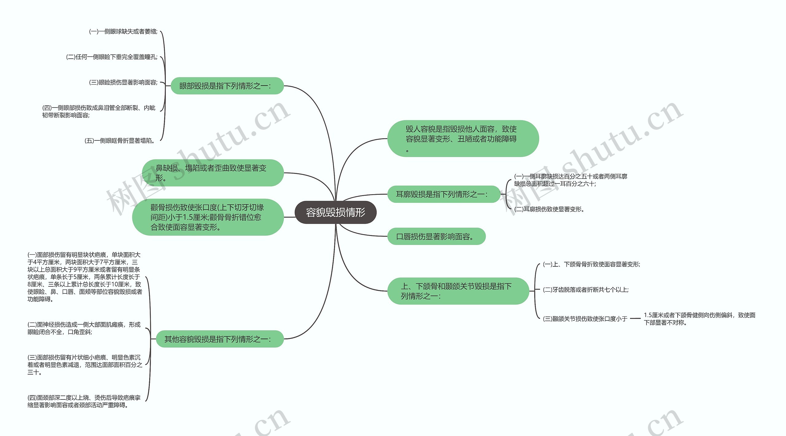 容貌毁损情形思维导图
