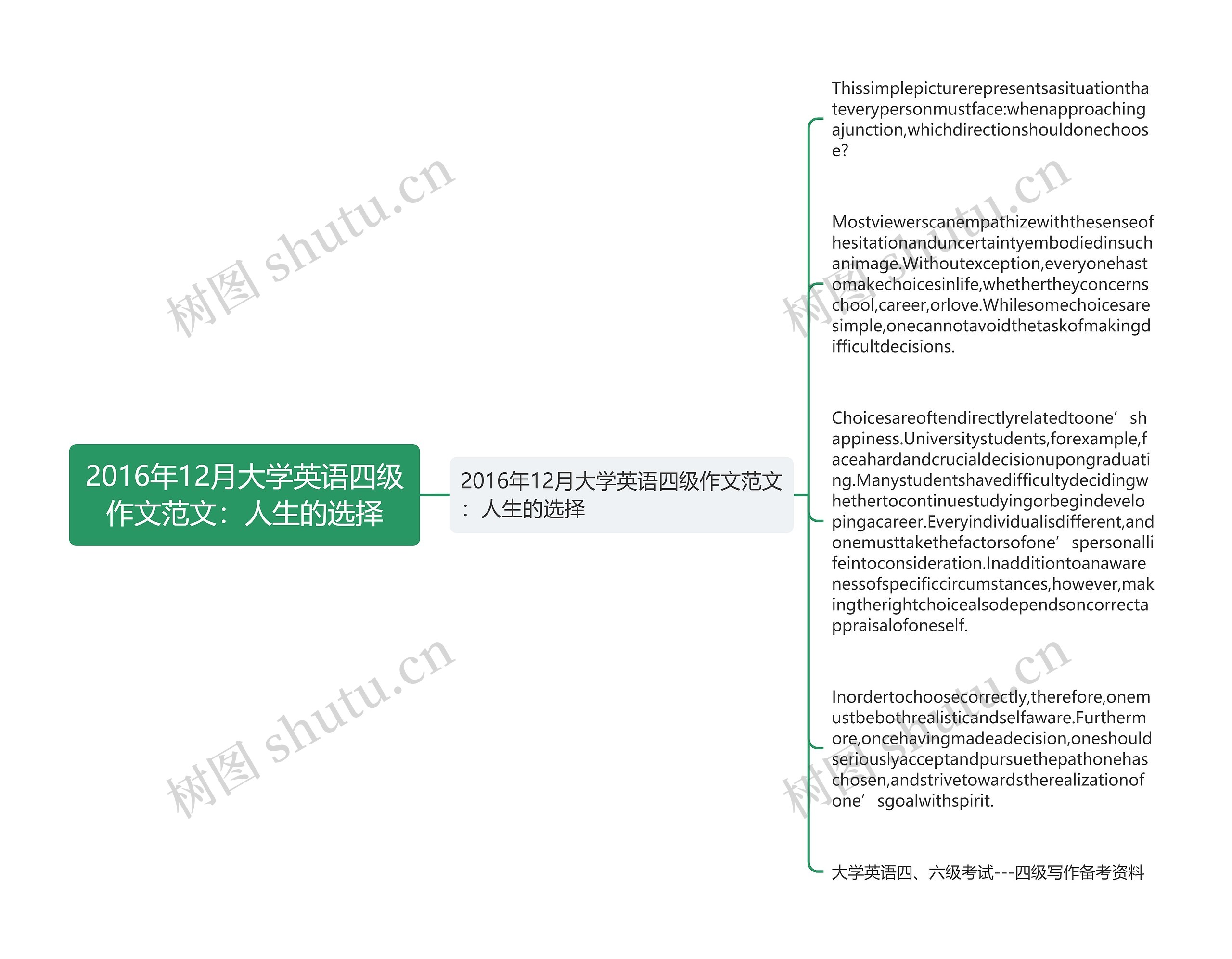 2016年12月大学英语四级作文范文：人生的选择