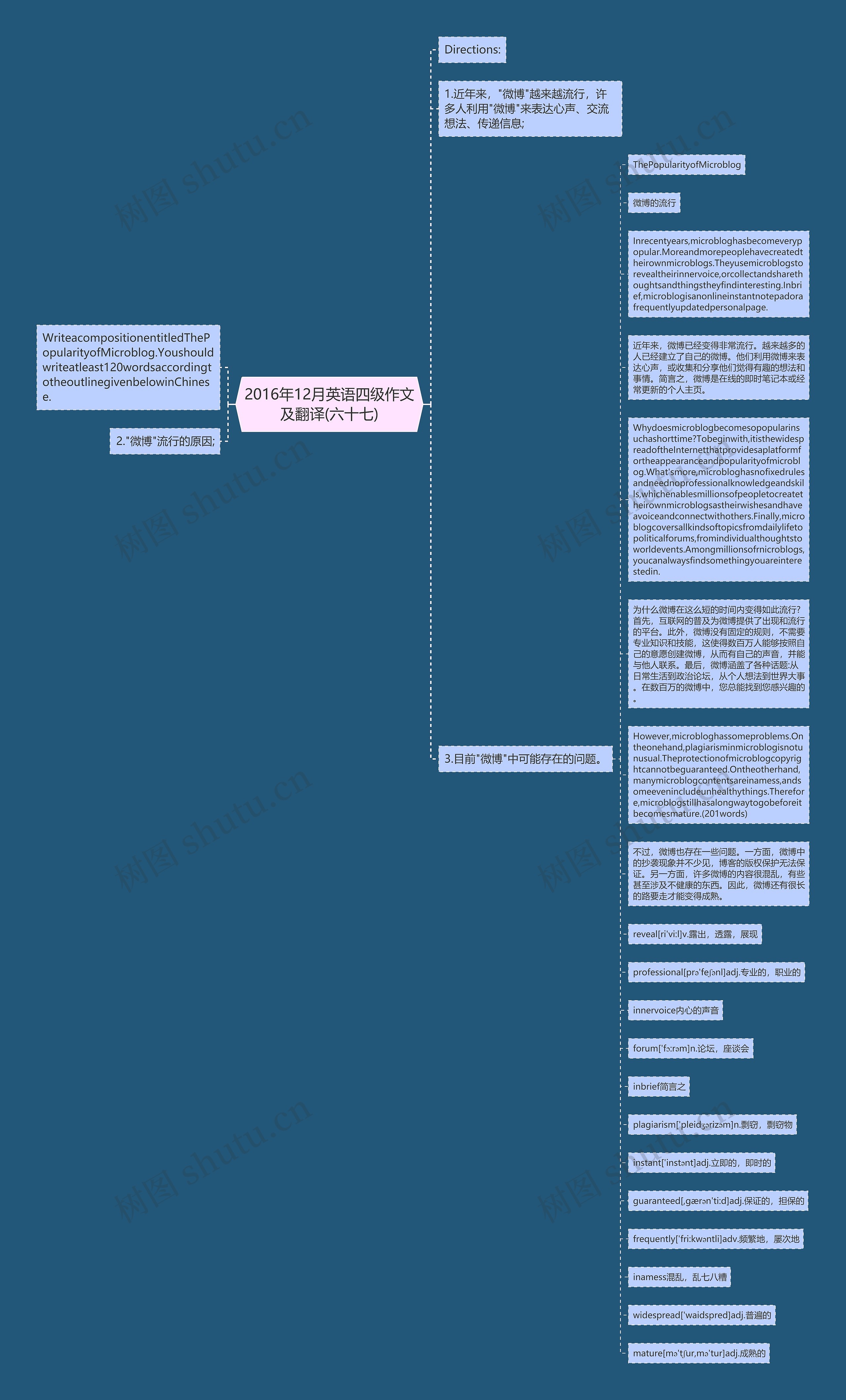 2016年12月英语四级作文及翻译(六十七)思维导图