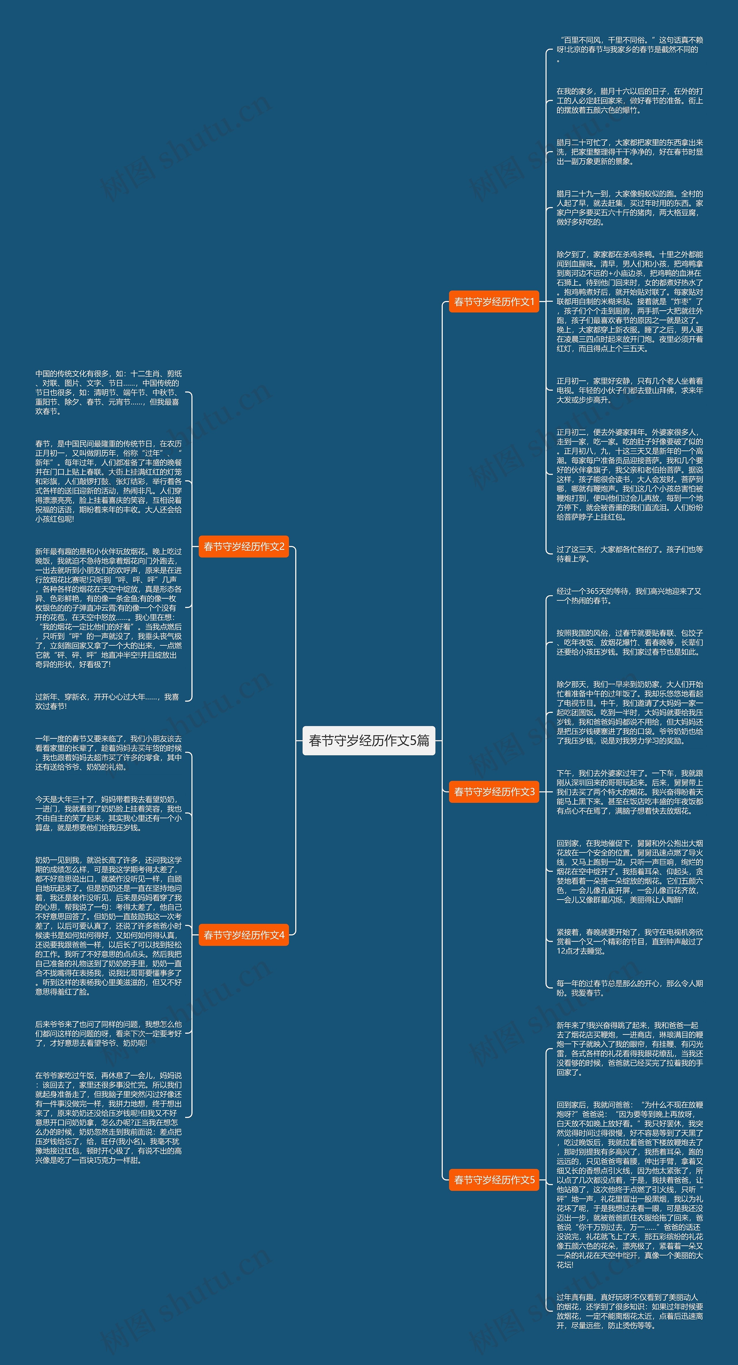 春节守岁经历作文5篇思维导图