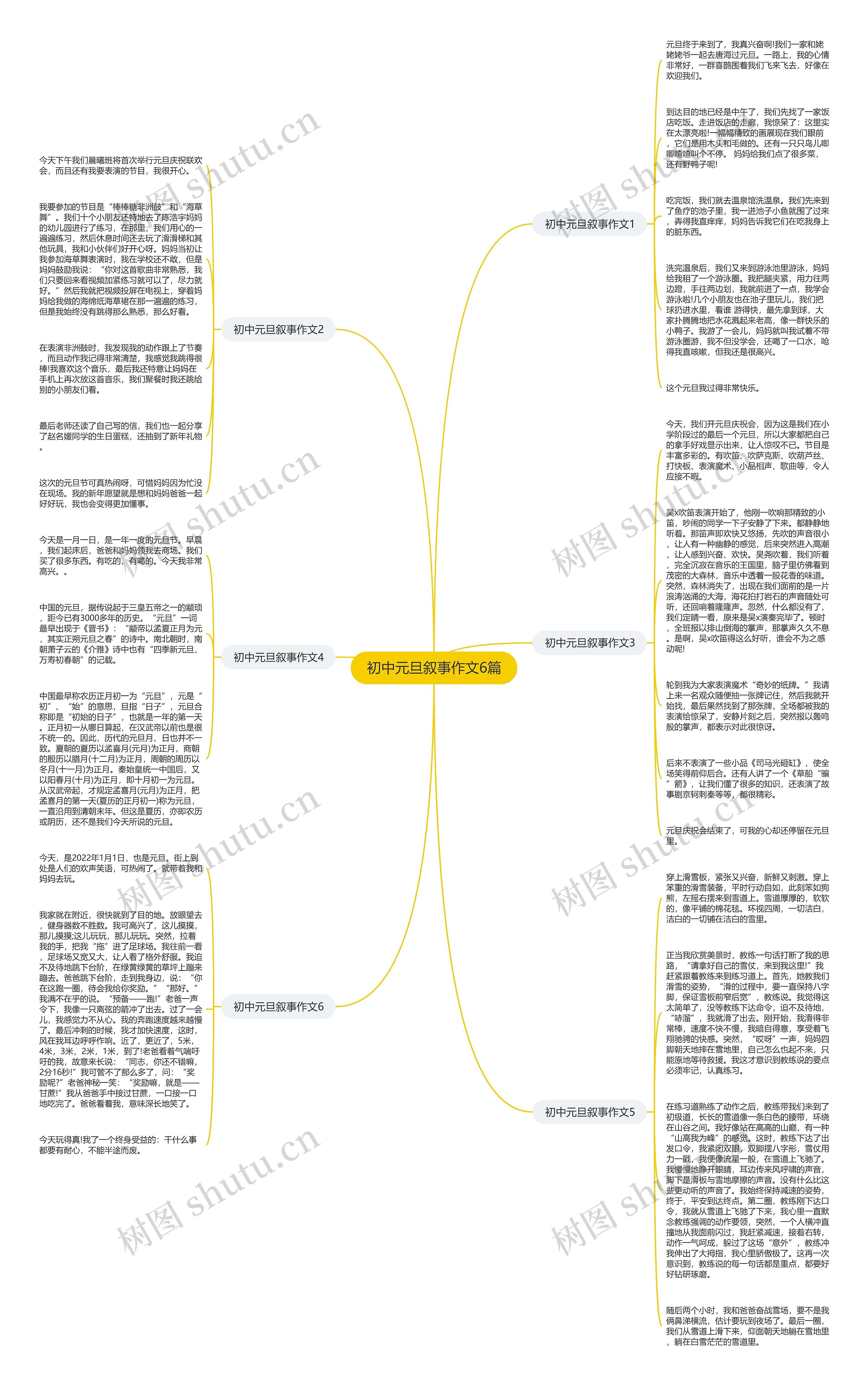初中元旦叙事作文6篇思维导图