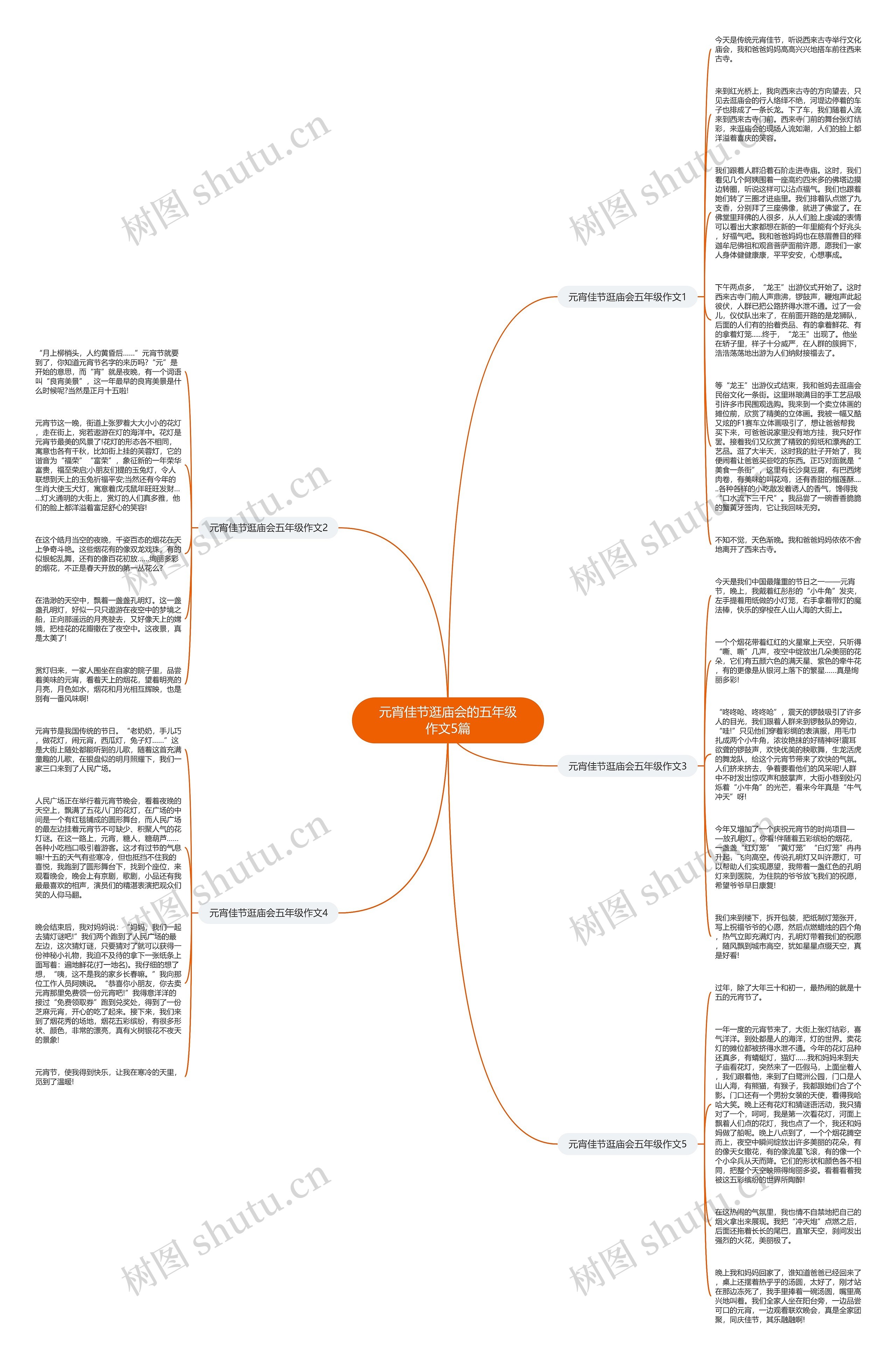 元宵佳节逛庙会的五年级作文5篇思维导图