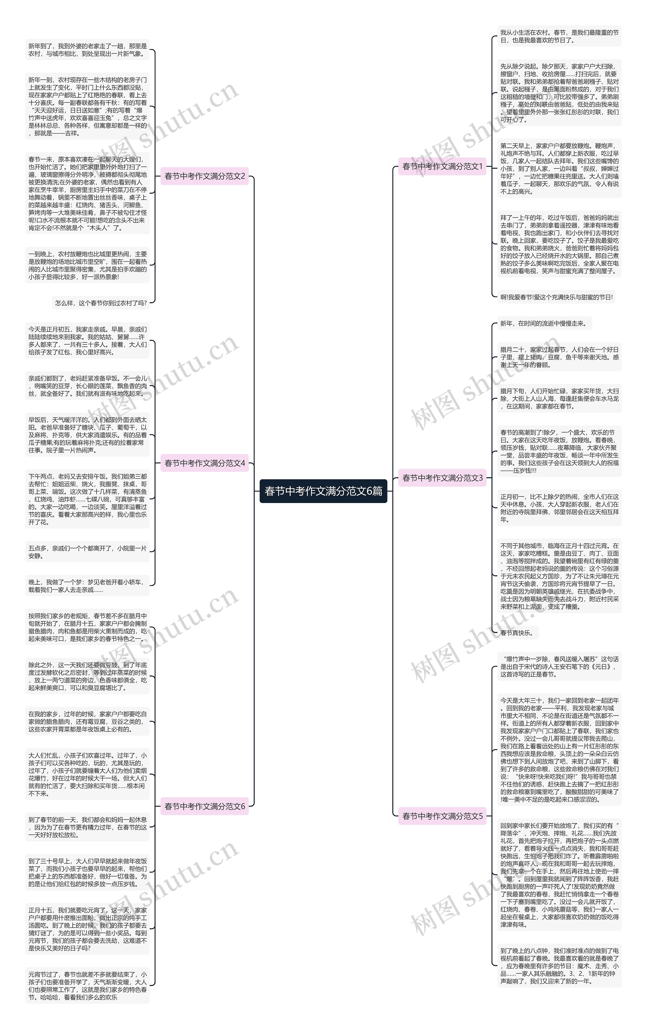 春节中考作文满分范文6篇思维导图