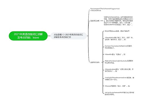 2021年英语四级词汇讲解及考点归纳：leave