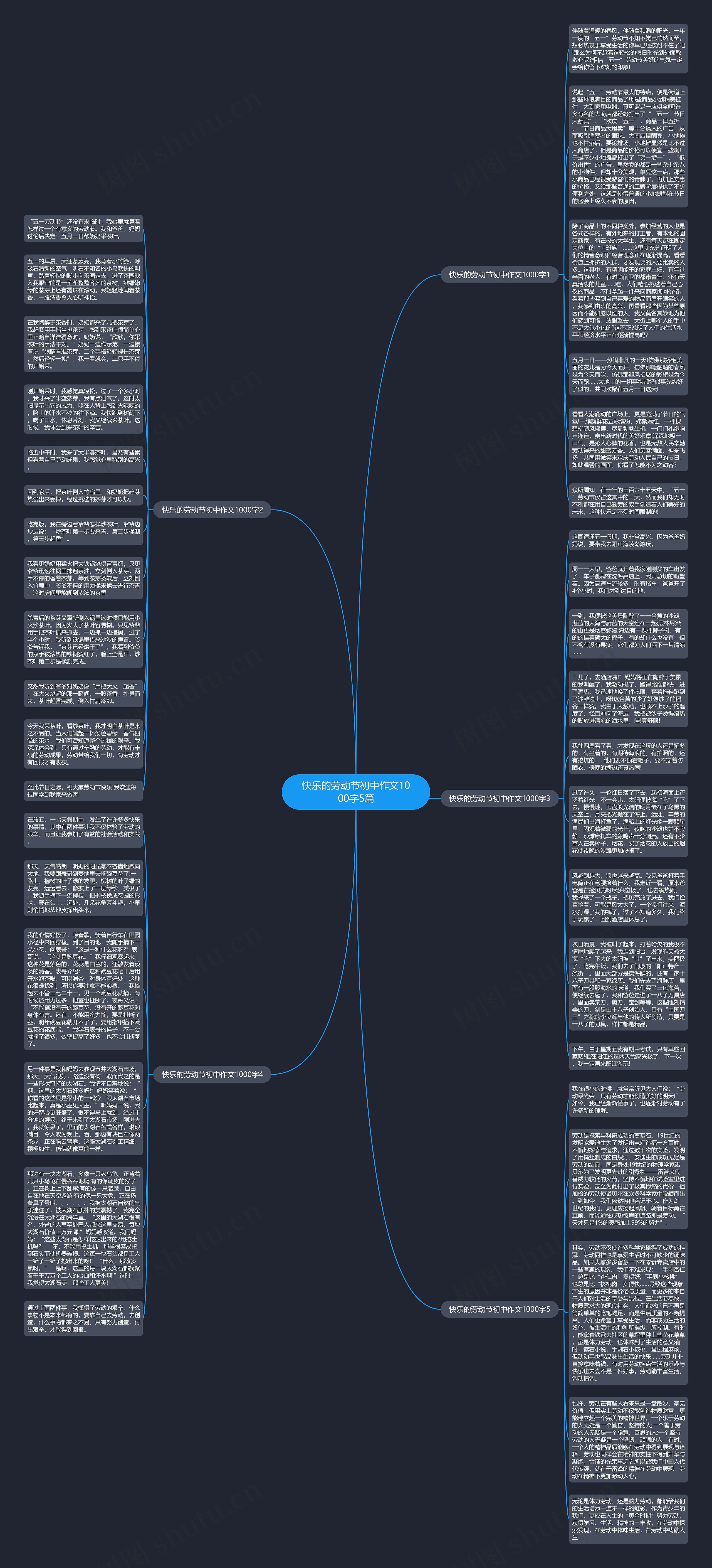 快乐的劳动节初中作文1000字5篇思维导图