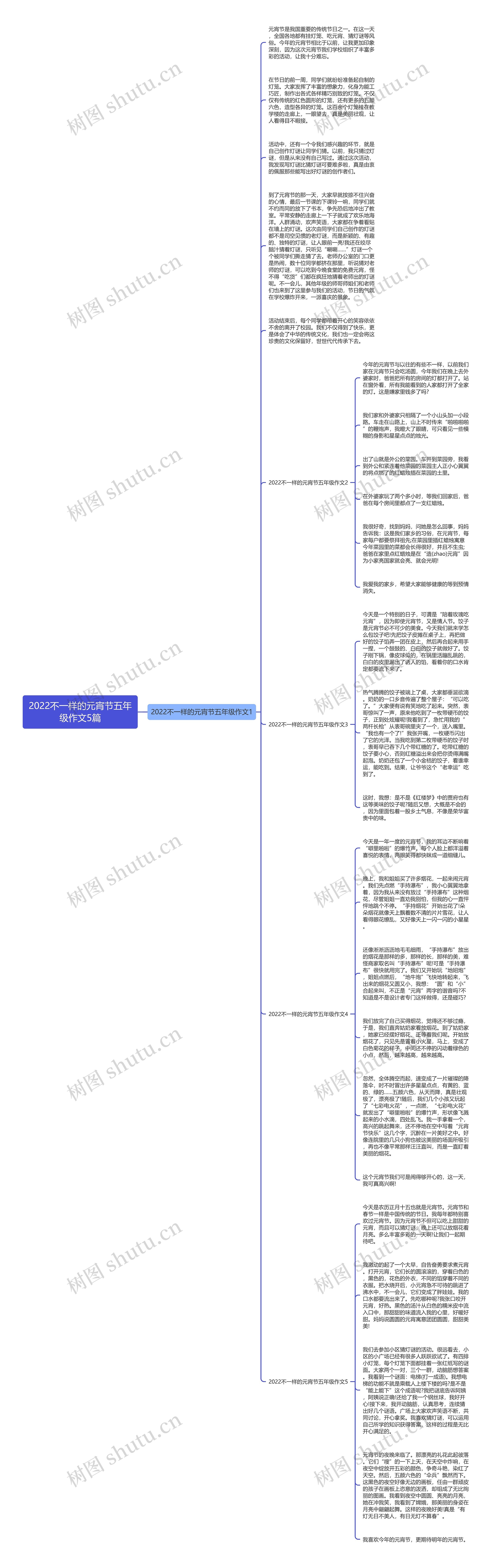 2022不一样的元宵节五年级作文5篇思维导图