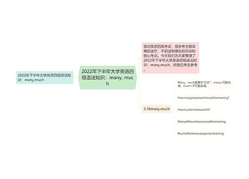 2022年下半年大学英语四级语法知识：many, much