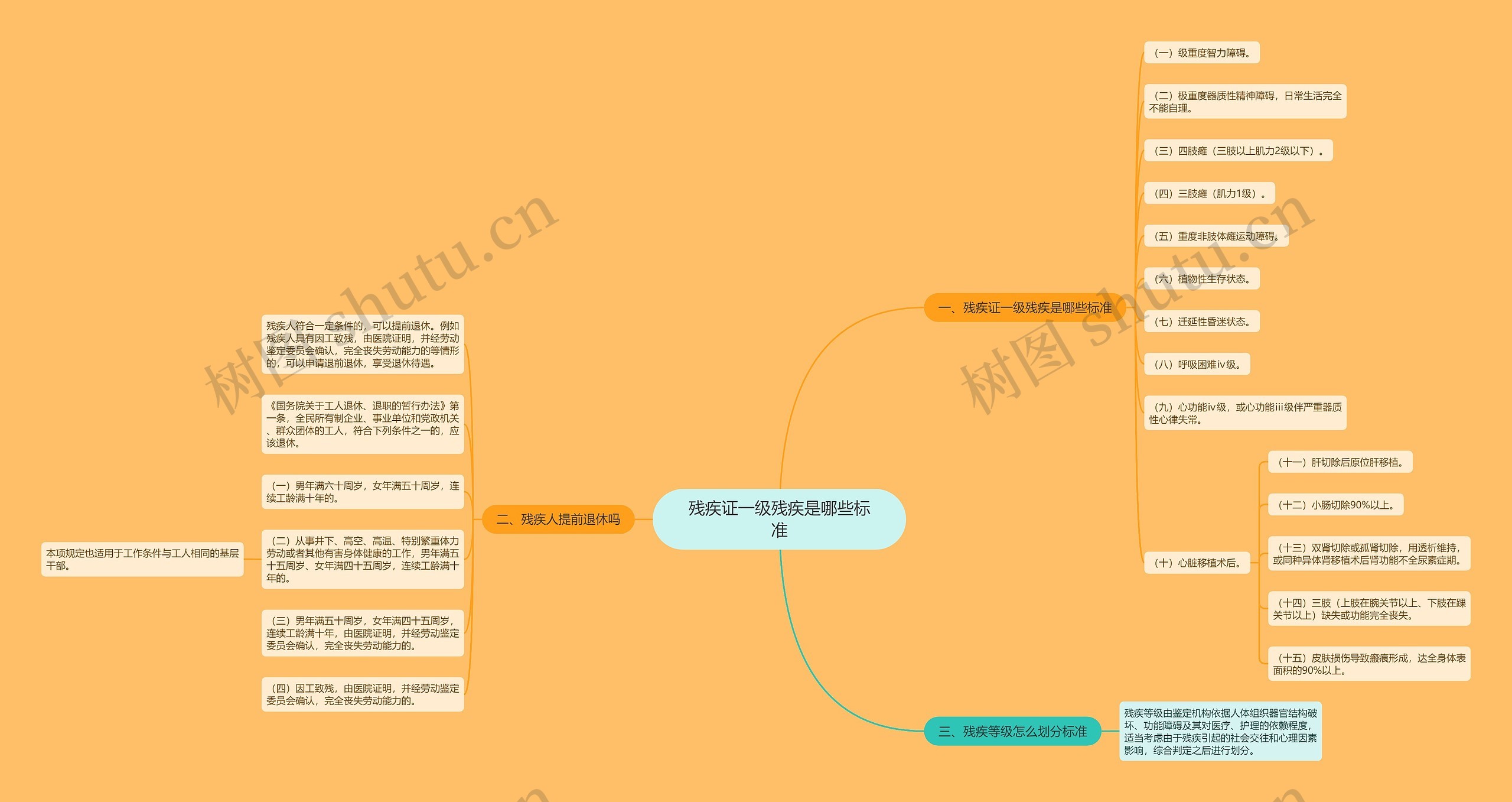 残疾证一级残疾是哪些标准思维导图