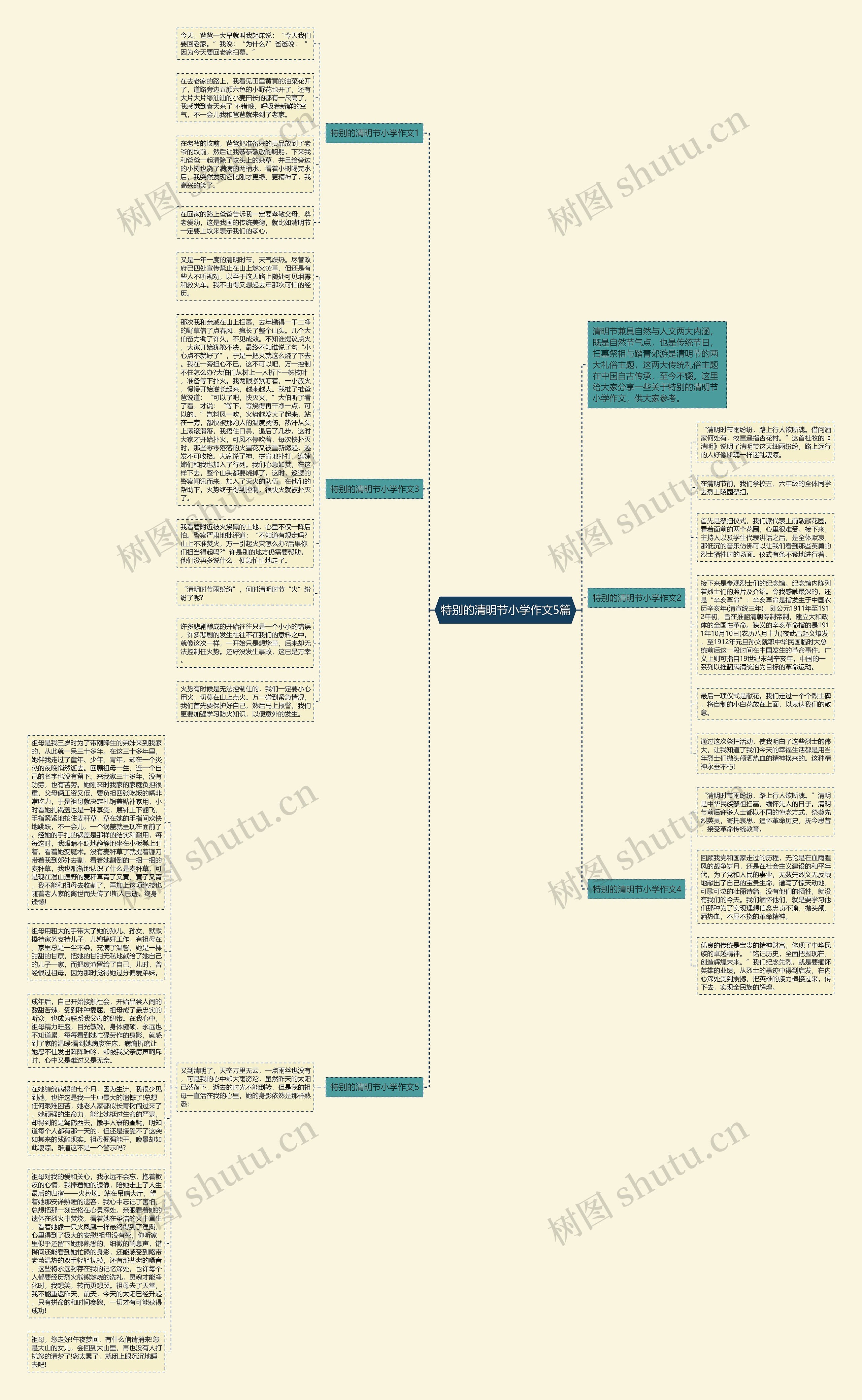 特别的清明节小学作文5篇思维导图
