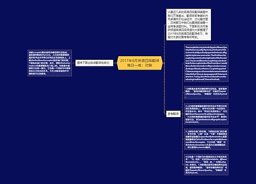 2017年6月英语四级翻译每日一练：对联