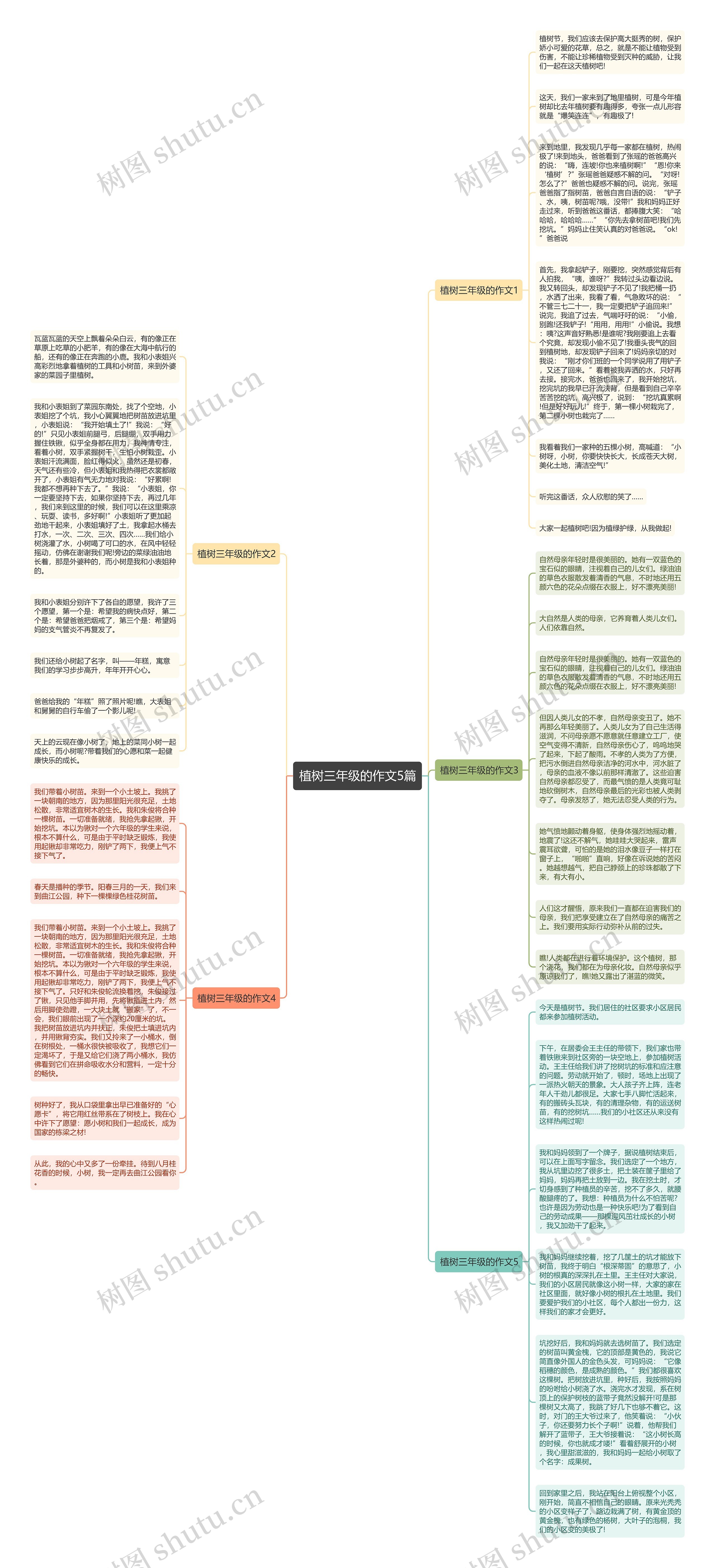 植树三年级的作文5篇思维导图