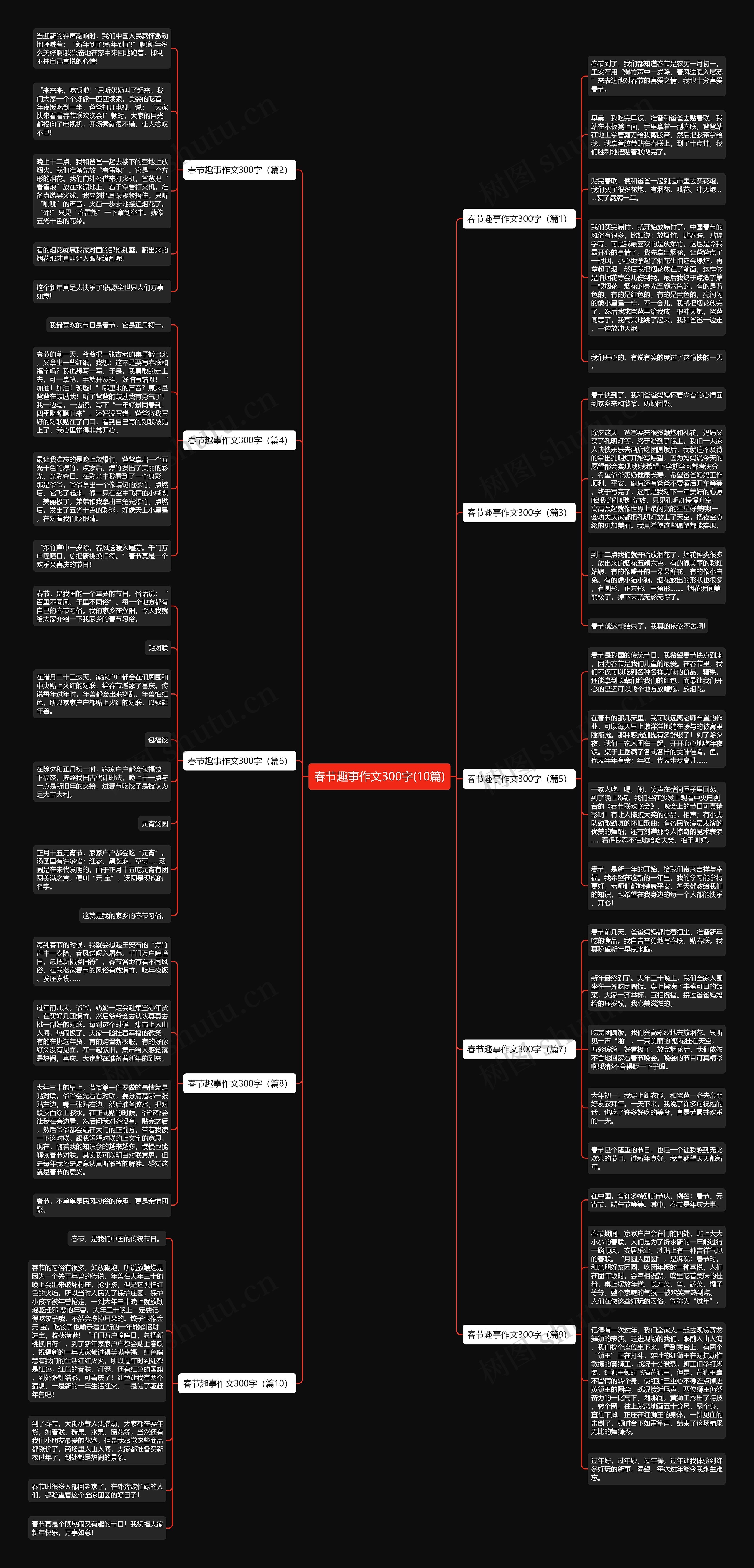 春节趣事作文300字(10篇)思维导图