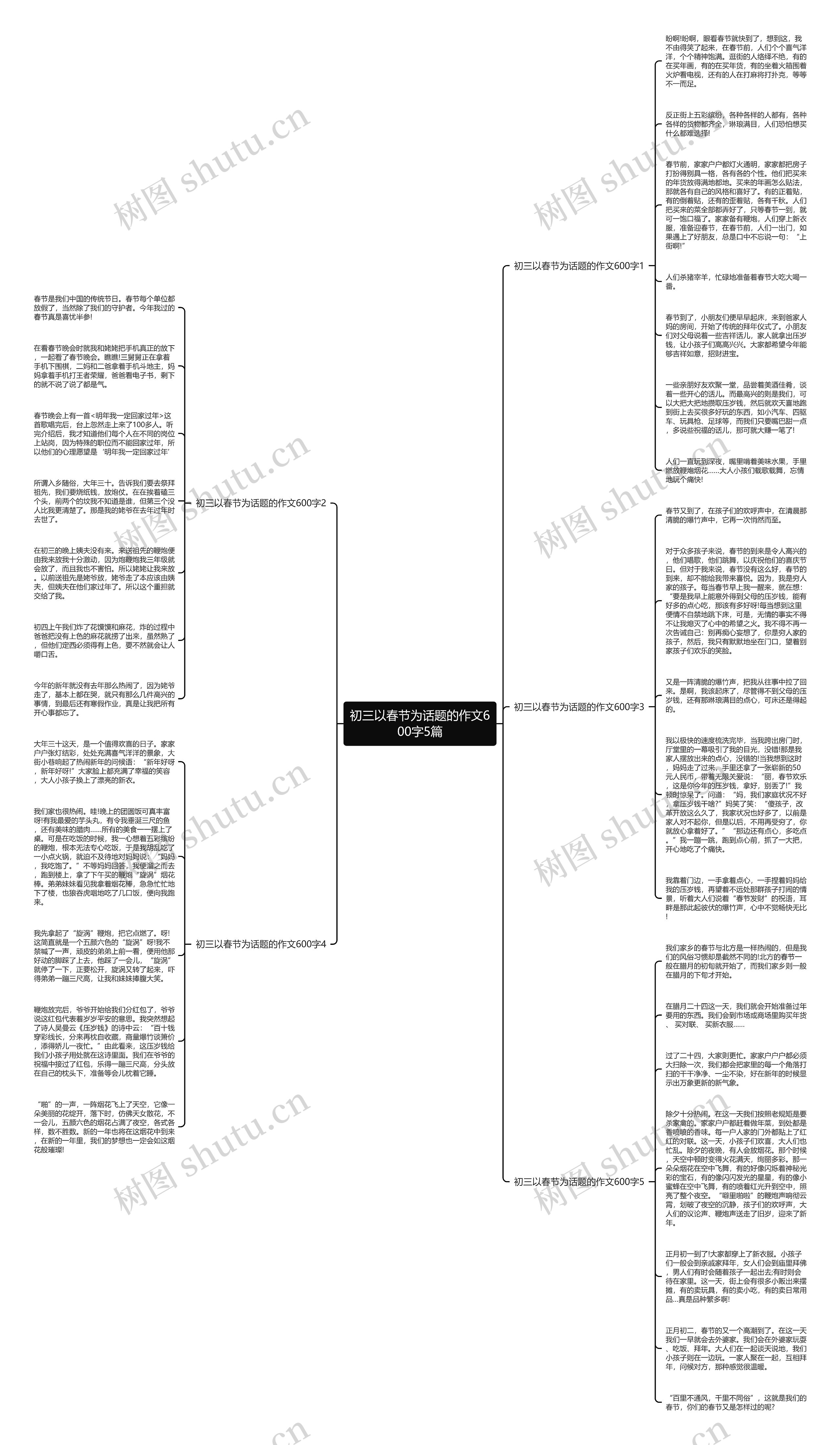 初三以春节为话题的作文600字5篇思维导图