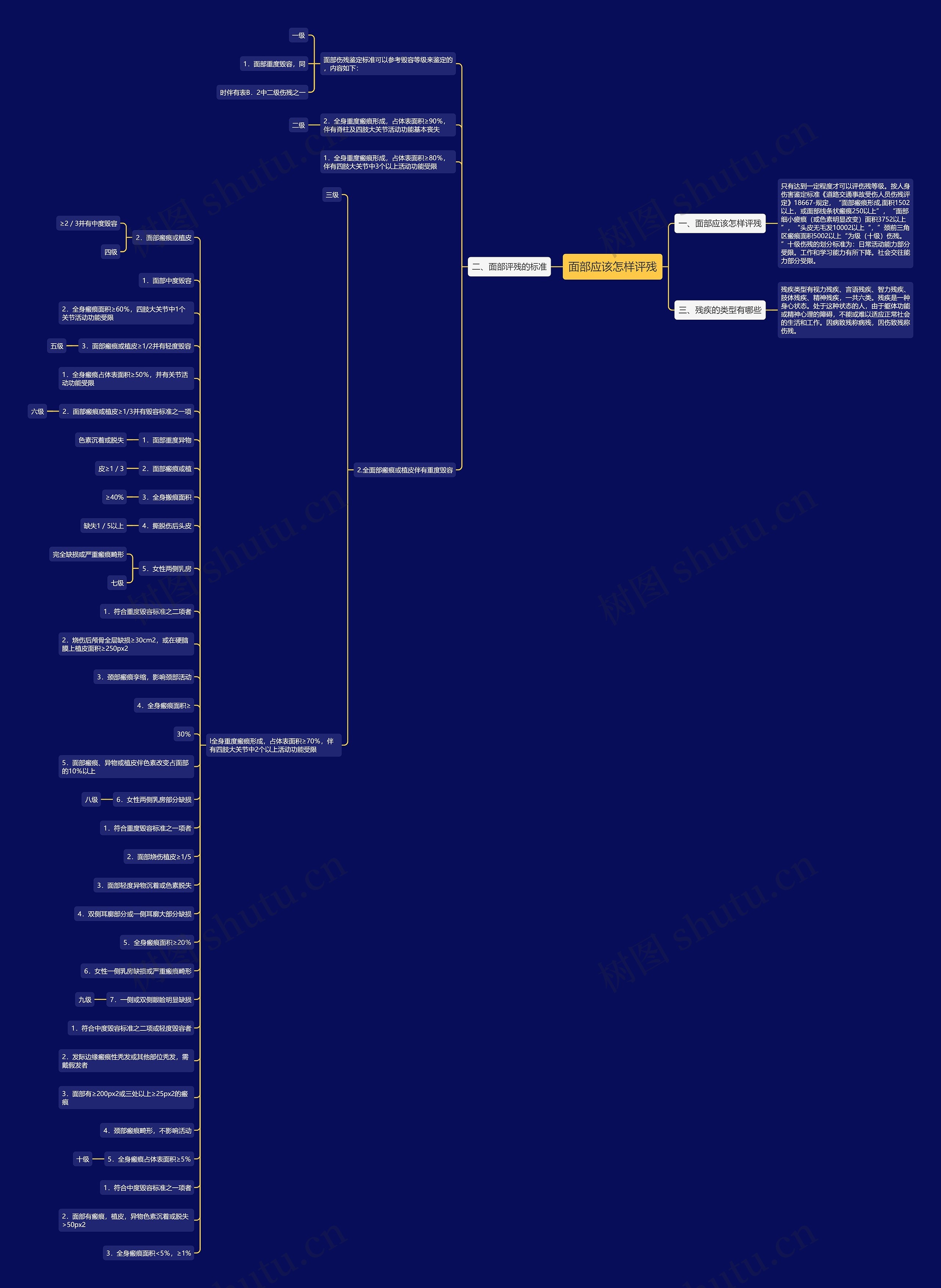 面部应该怎样评残思维导图
