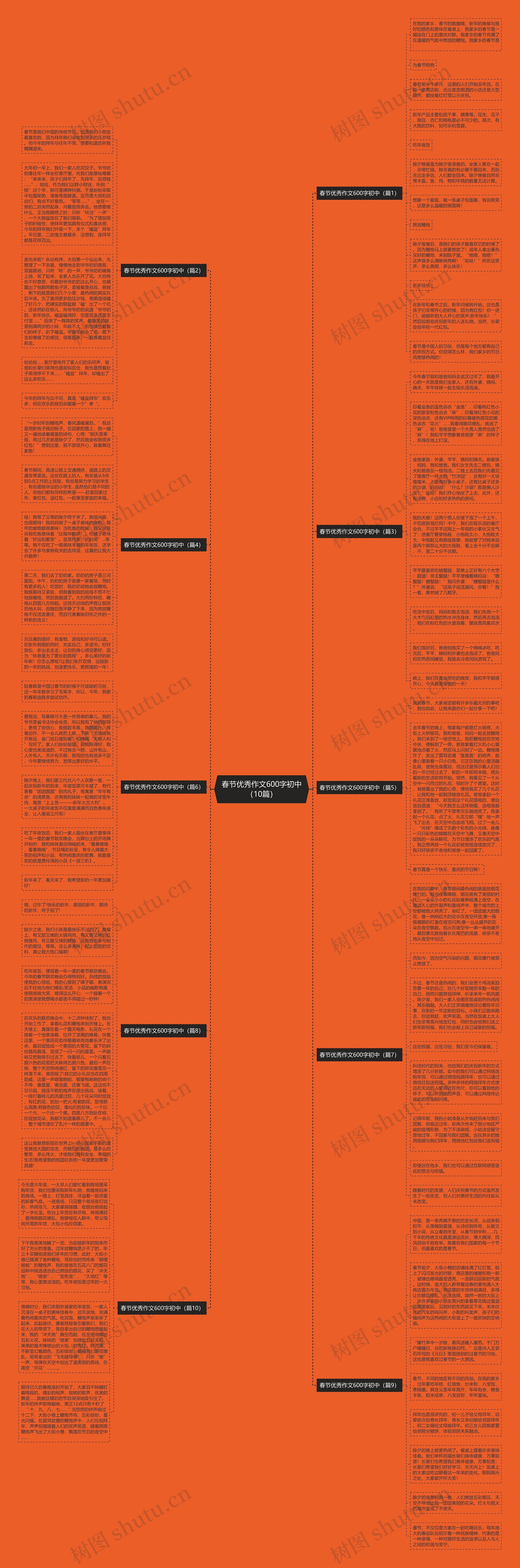 春节优秀作文600字初中（10篇）思维导图