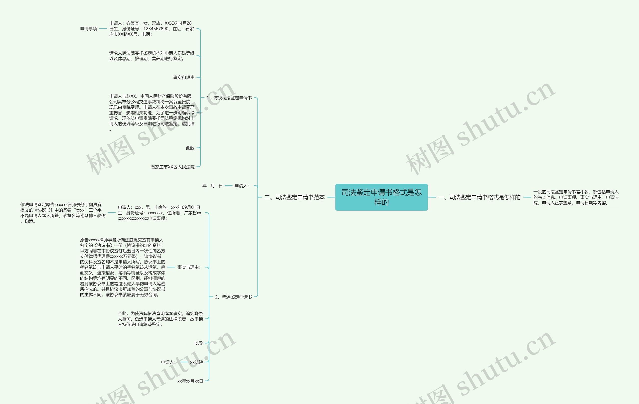 司法鉴定申请书格式是怎样的思维导图