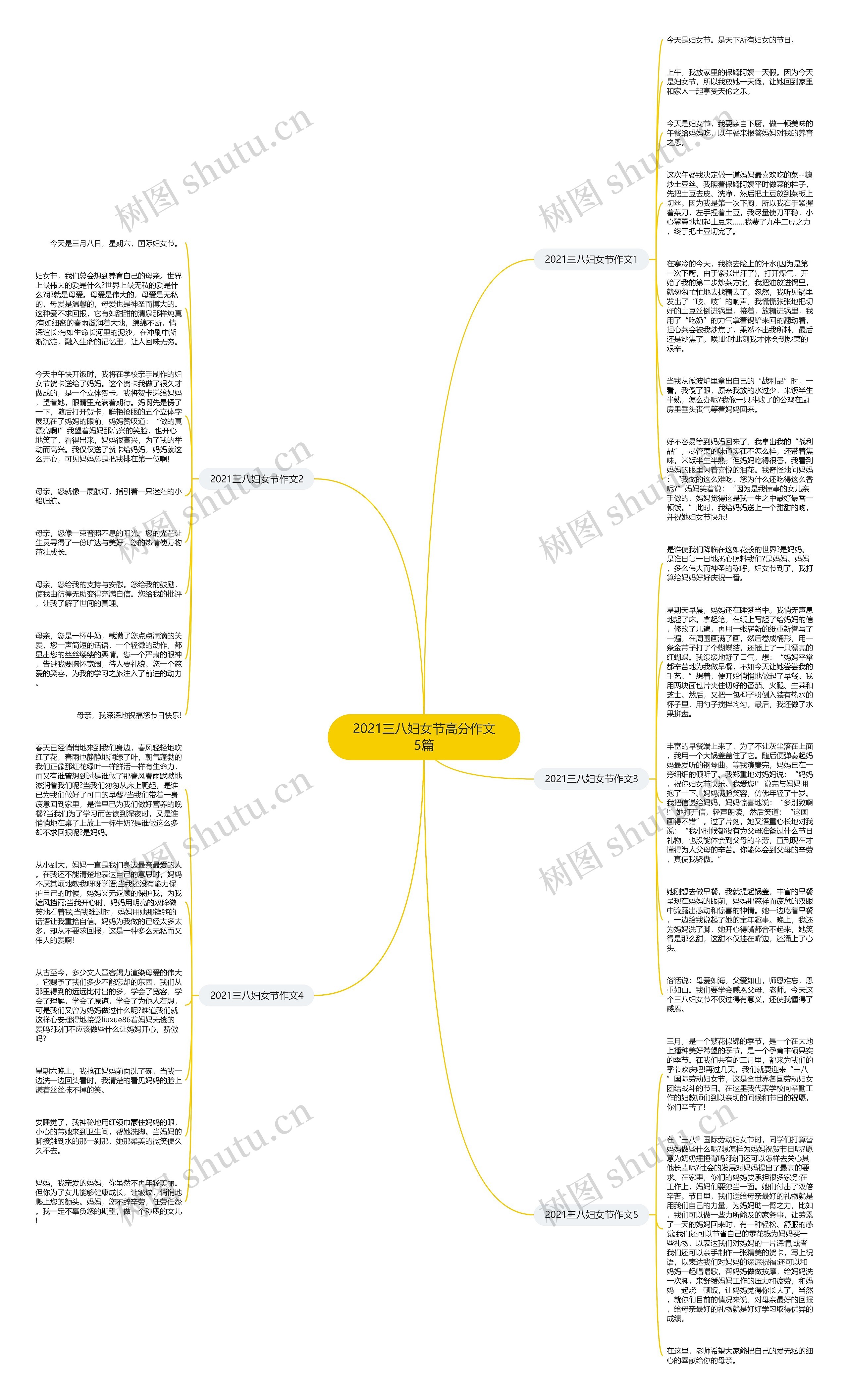 2021三八妇女节高分作文5篇思维导图