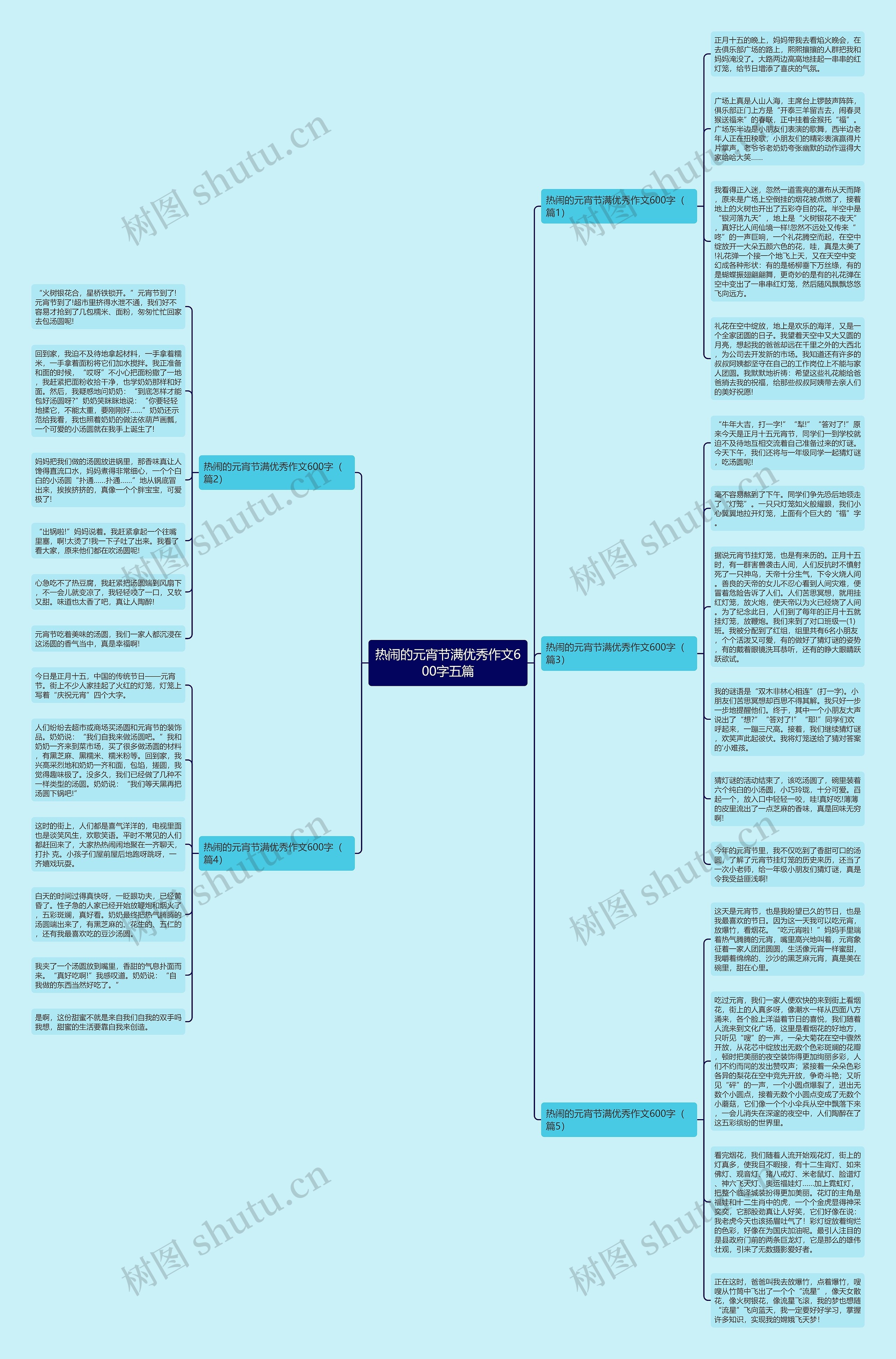 热闹的元宵节满优秀作文600字五篇思维导图