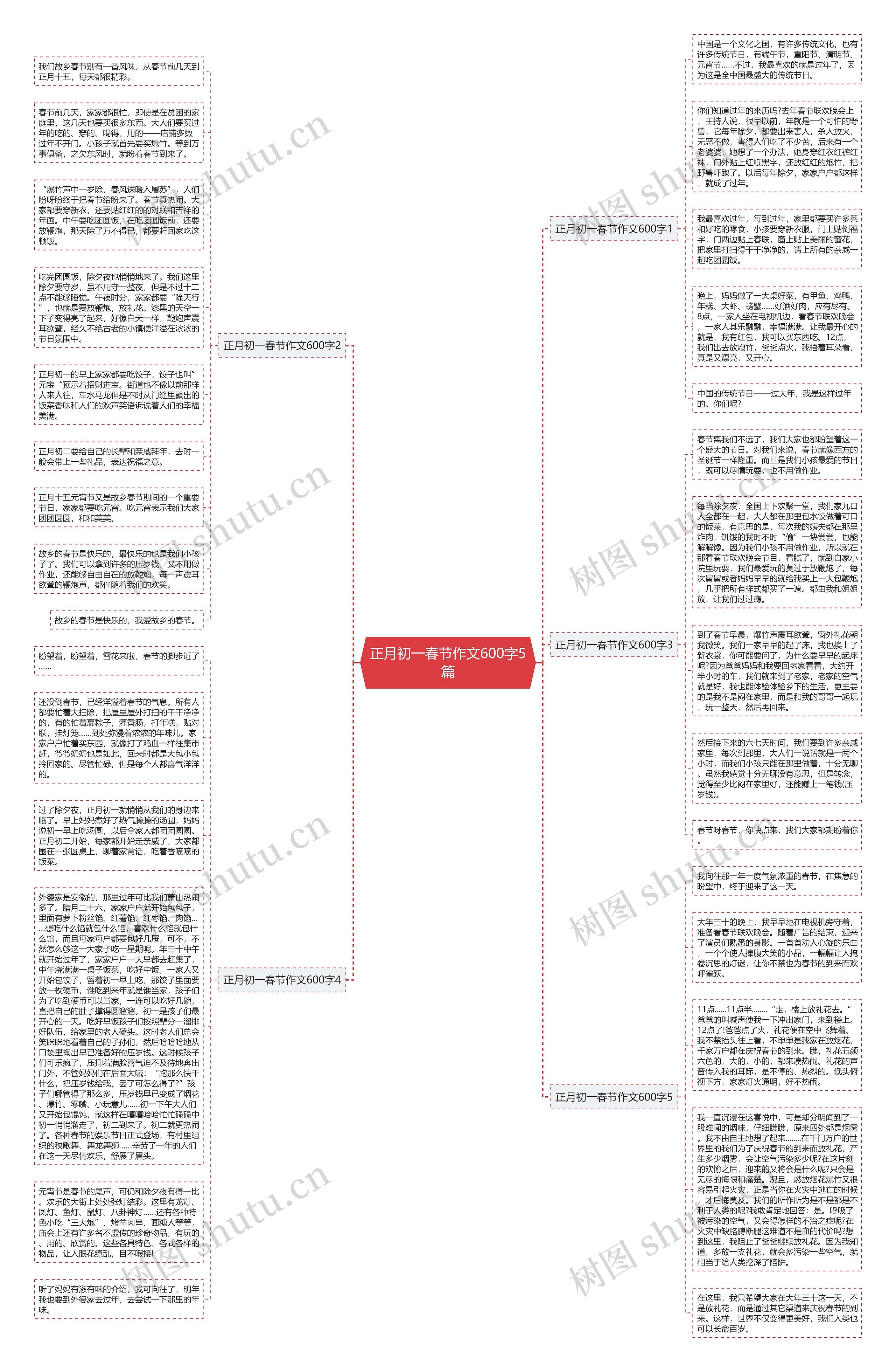 正月初一春节作文600字5篇思维导图