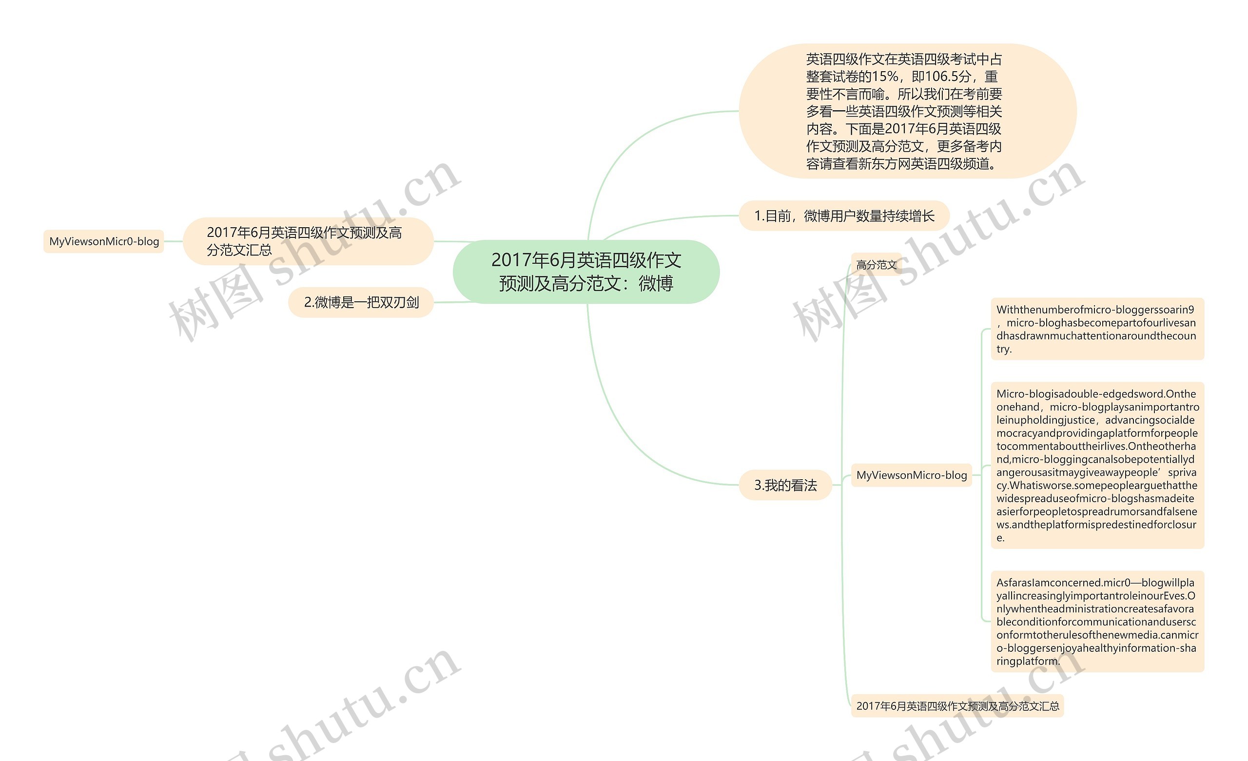 2017年6月英语四级作文预测及高分范文：微博