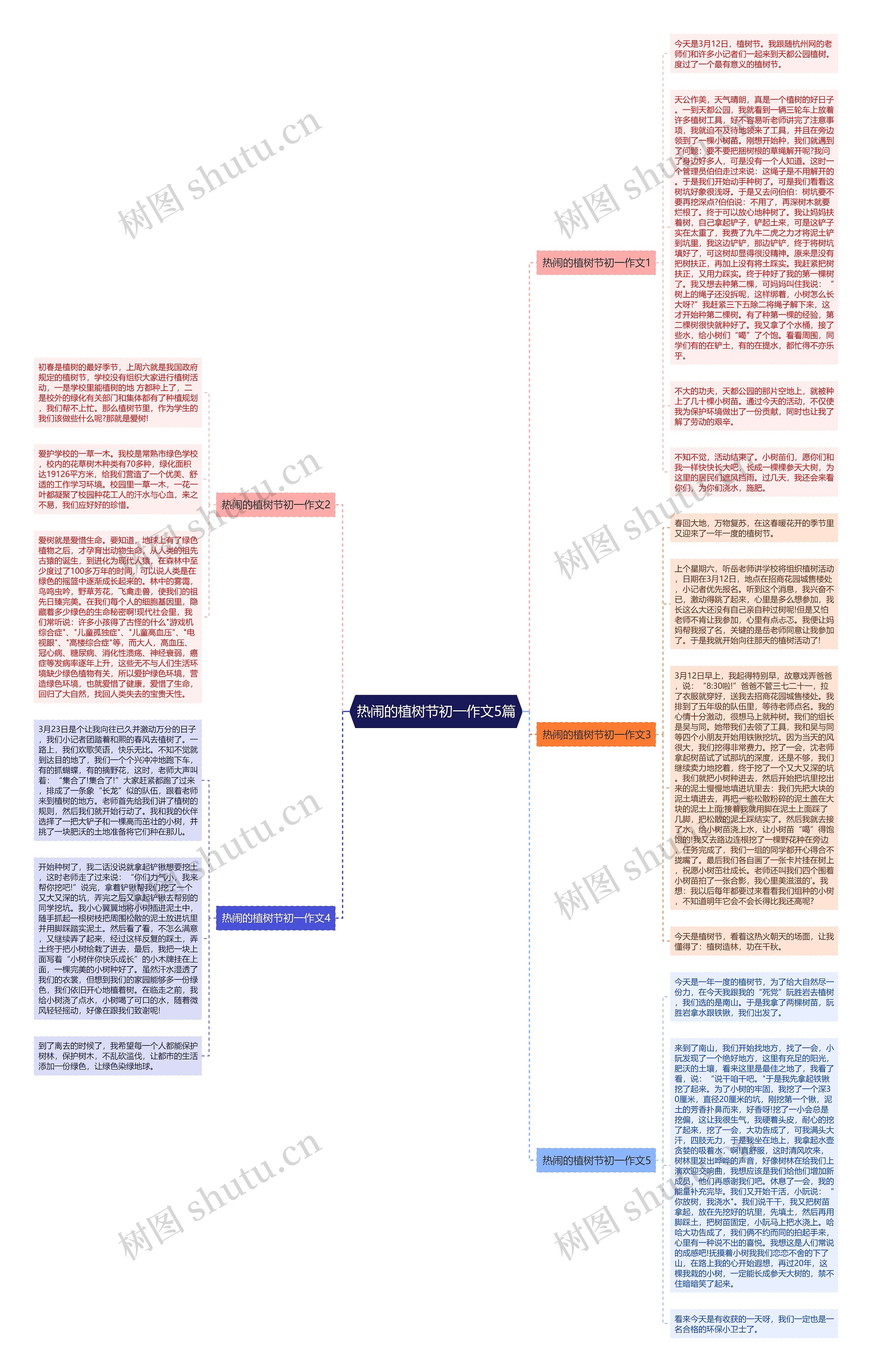 热闹的植树节初一作文5篇思维导图