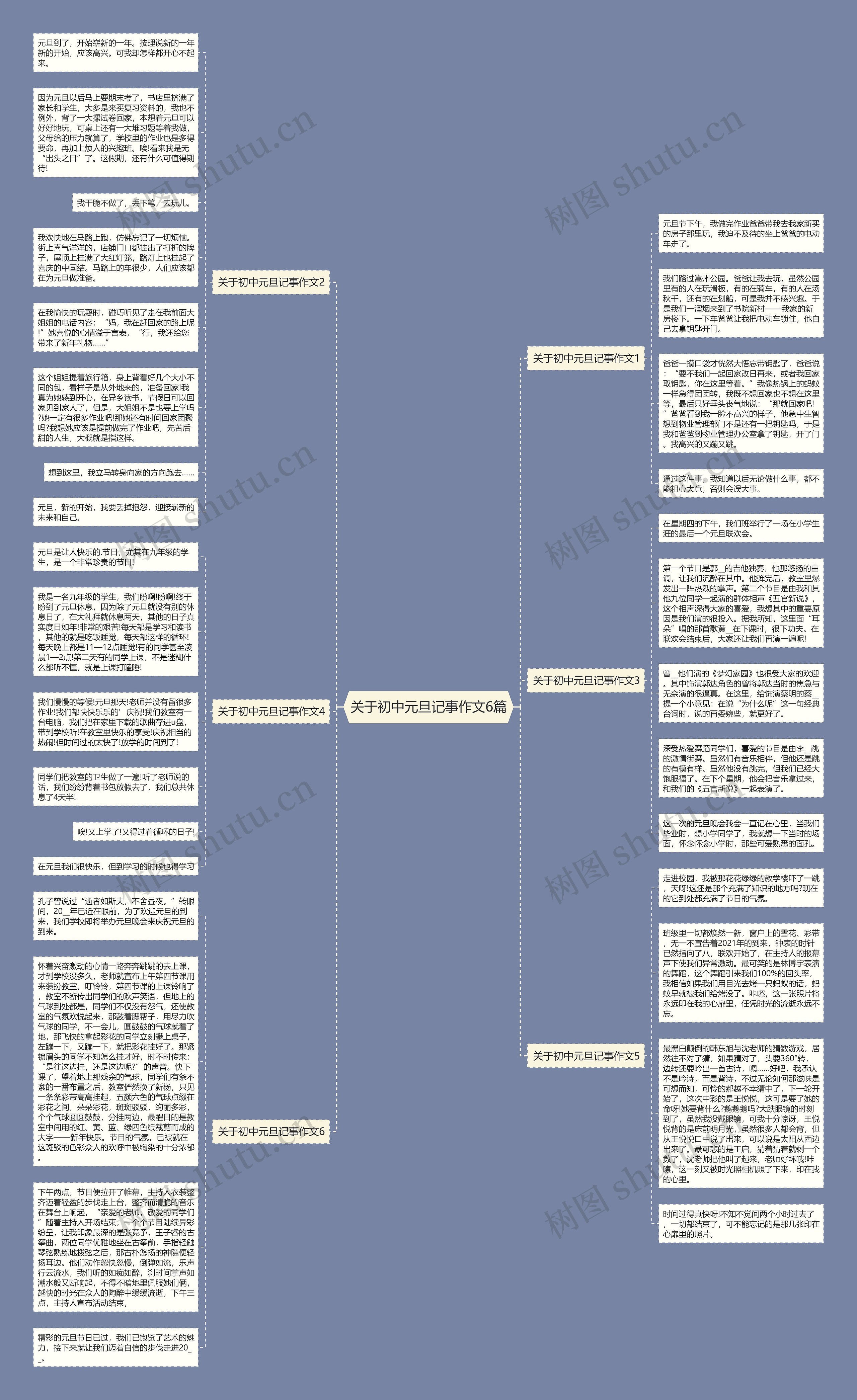 关于初中元旦记事作文6篇思维导图