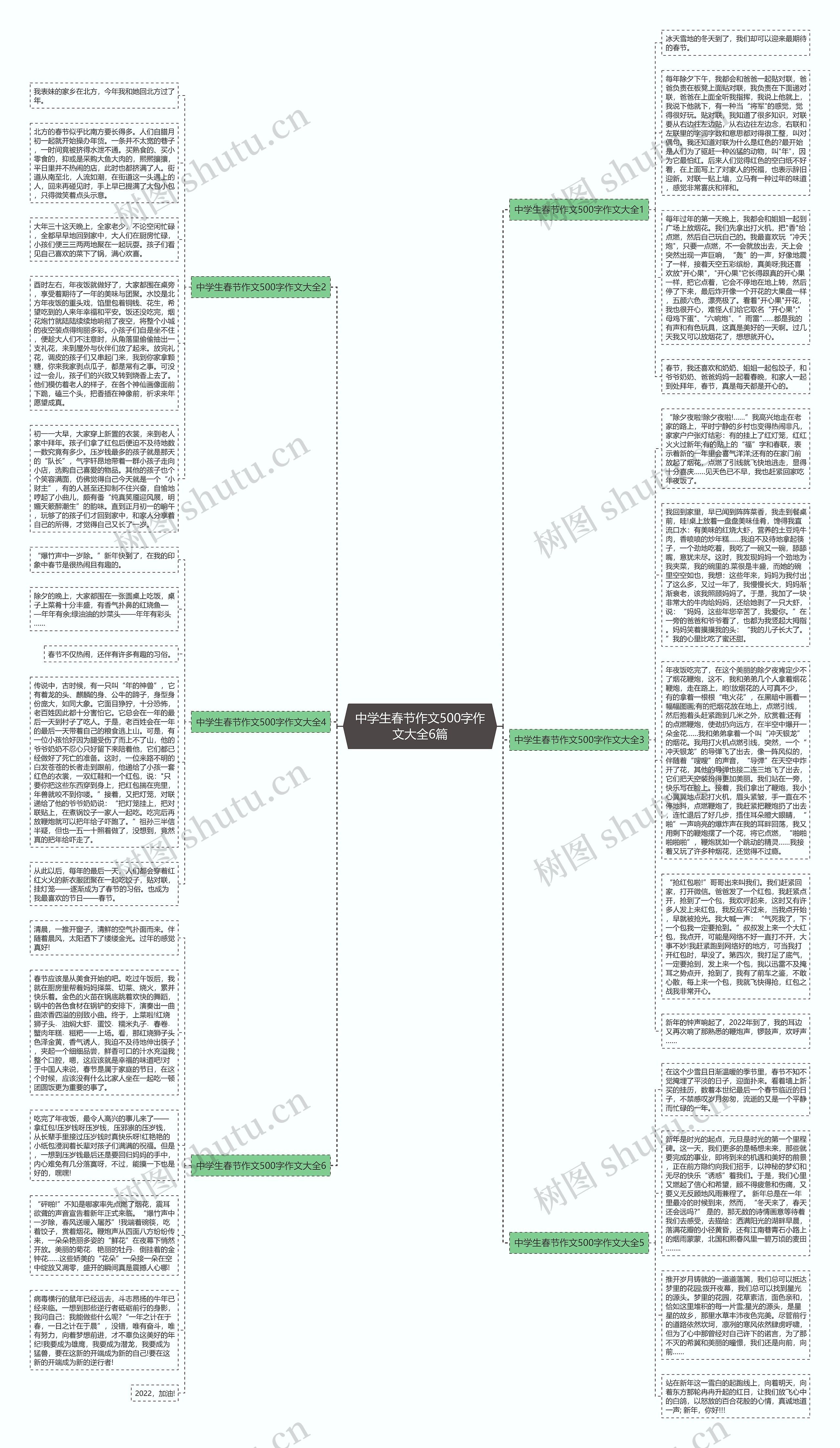 中学生春节作文500字作文大全6篇思维导图