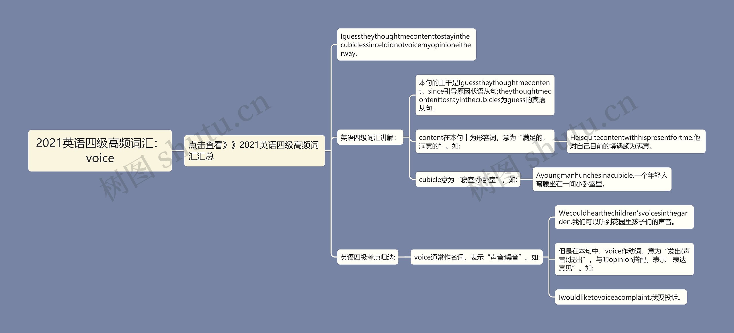 2021英语四级高频词汇：voice思维导图