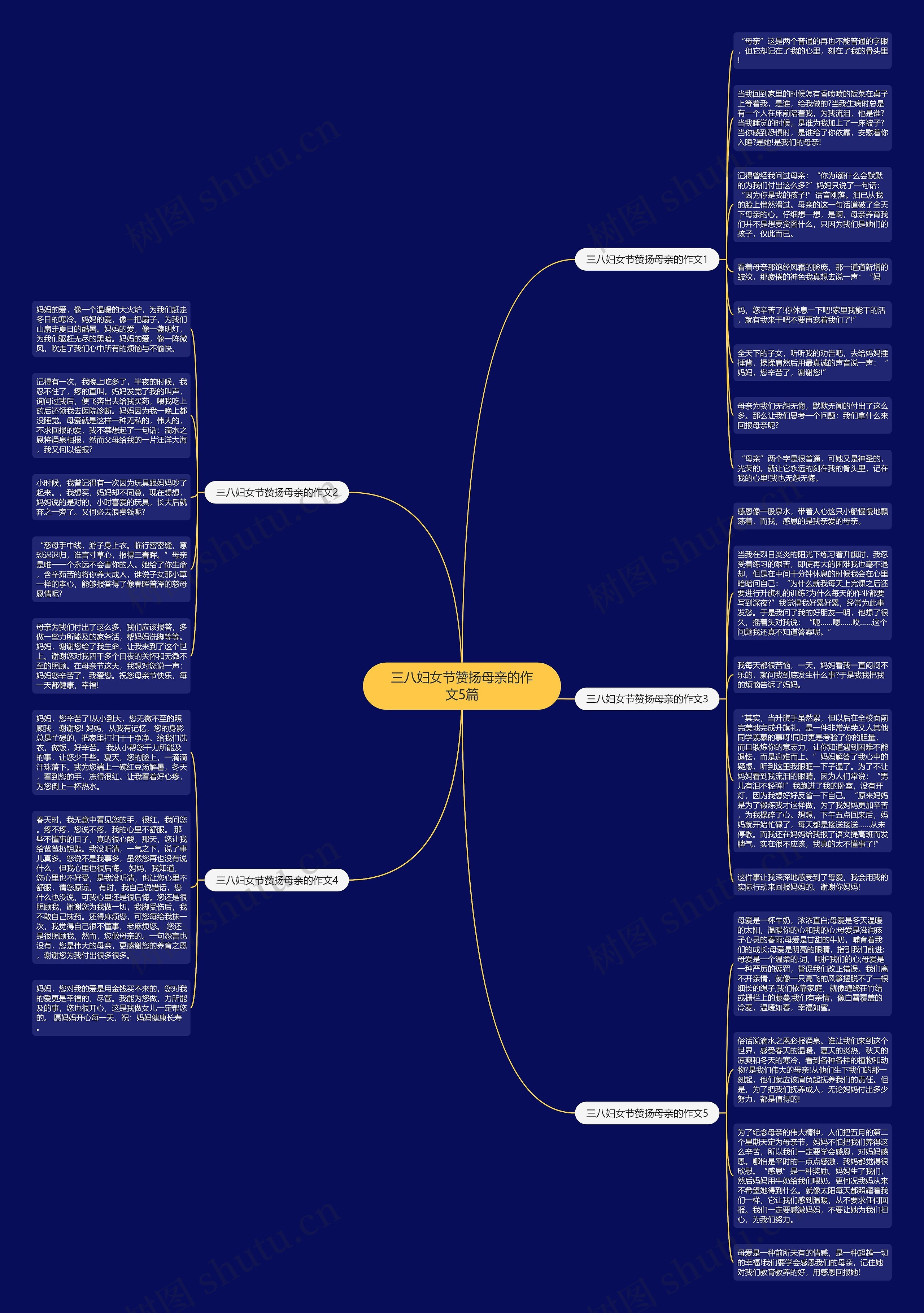 三八妇女节赞扬母亲的作文5篇思维导图