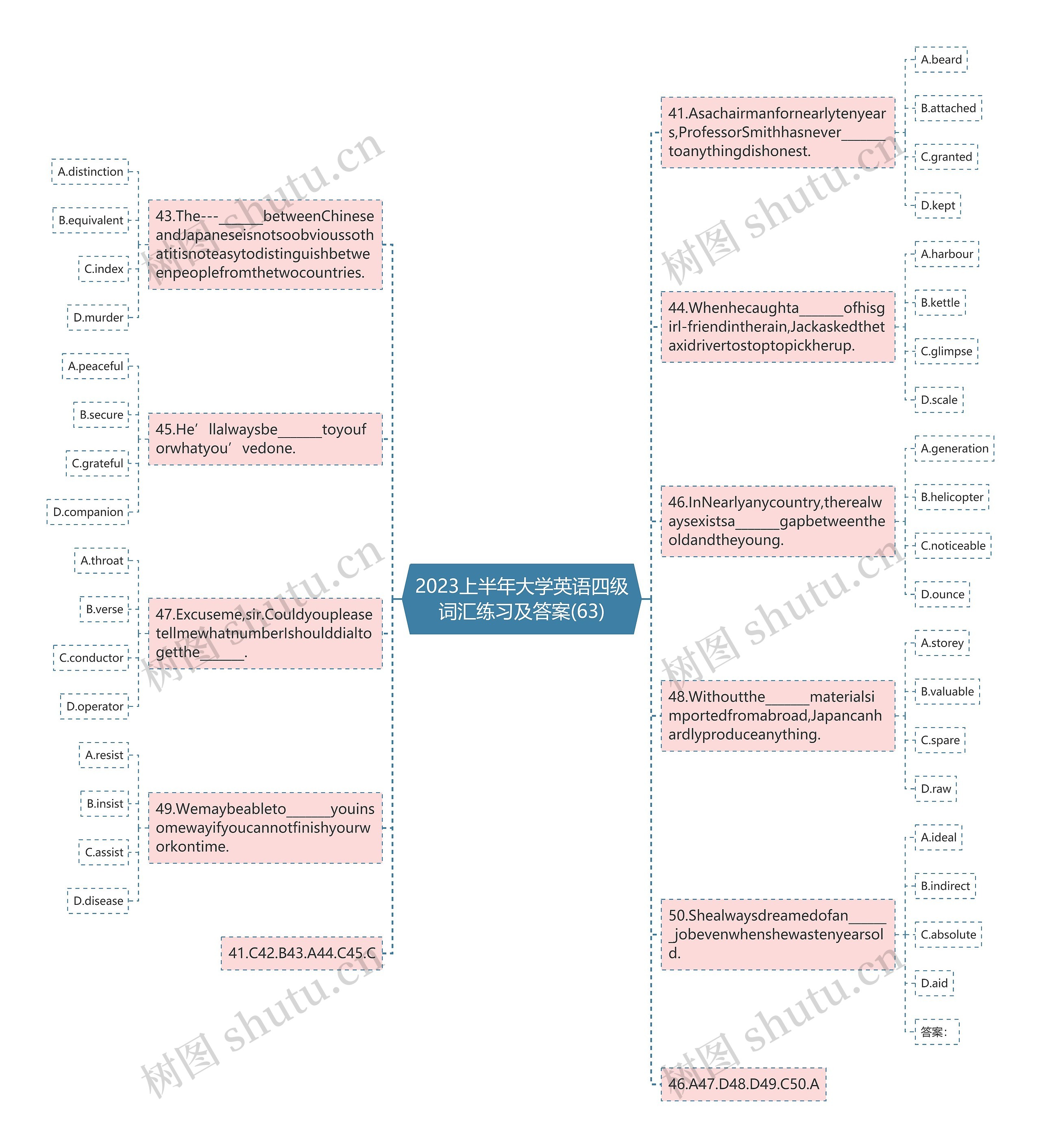 2023上半年大学英语四级词汇练习及答案(63)