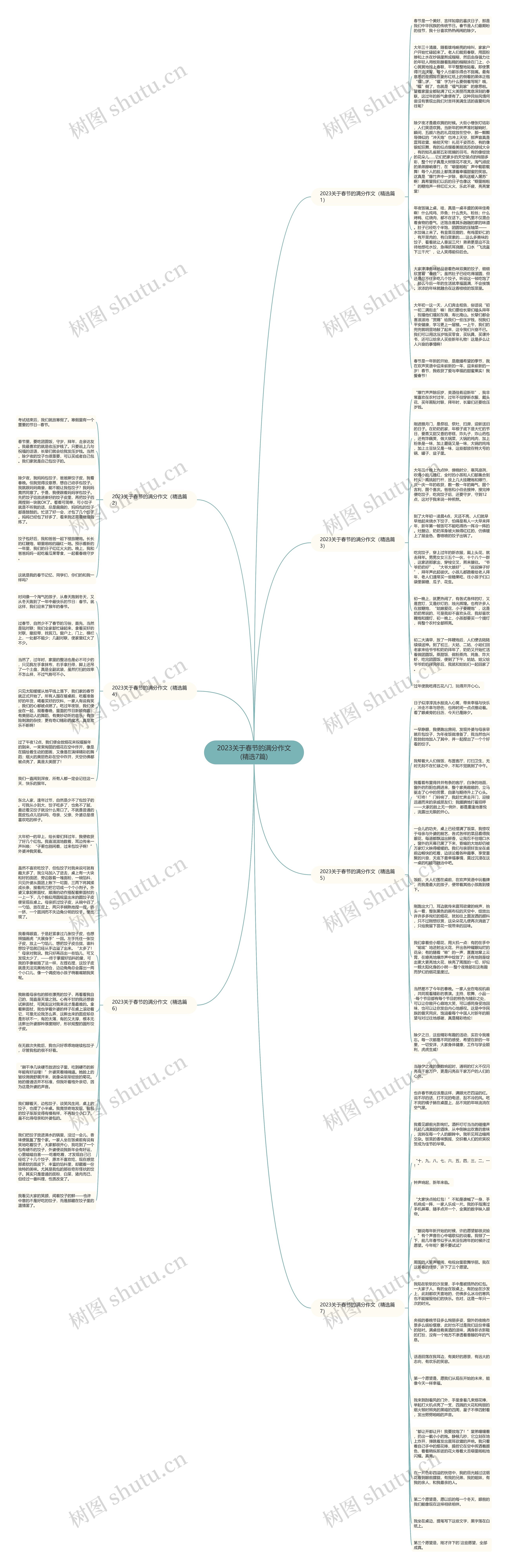 2023关于春节的满分作文(精选7篇)思维导图