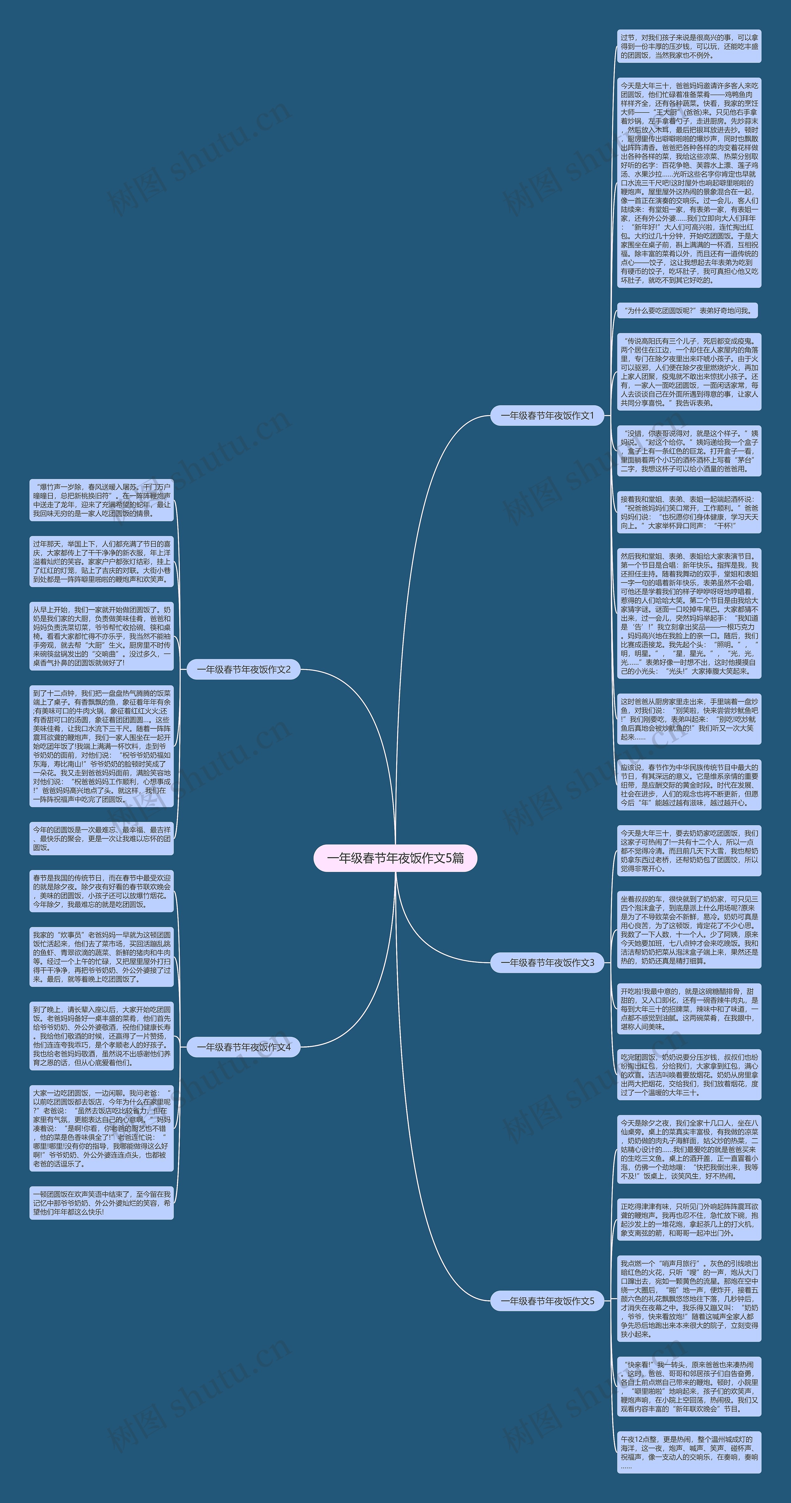 一年级春节年夜饭作文5篇思维导图