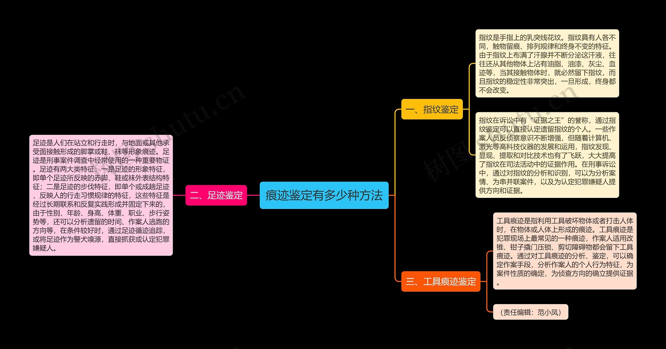 痕迹鉴定有多少种方法思维导图