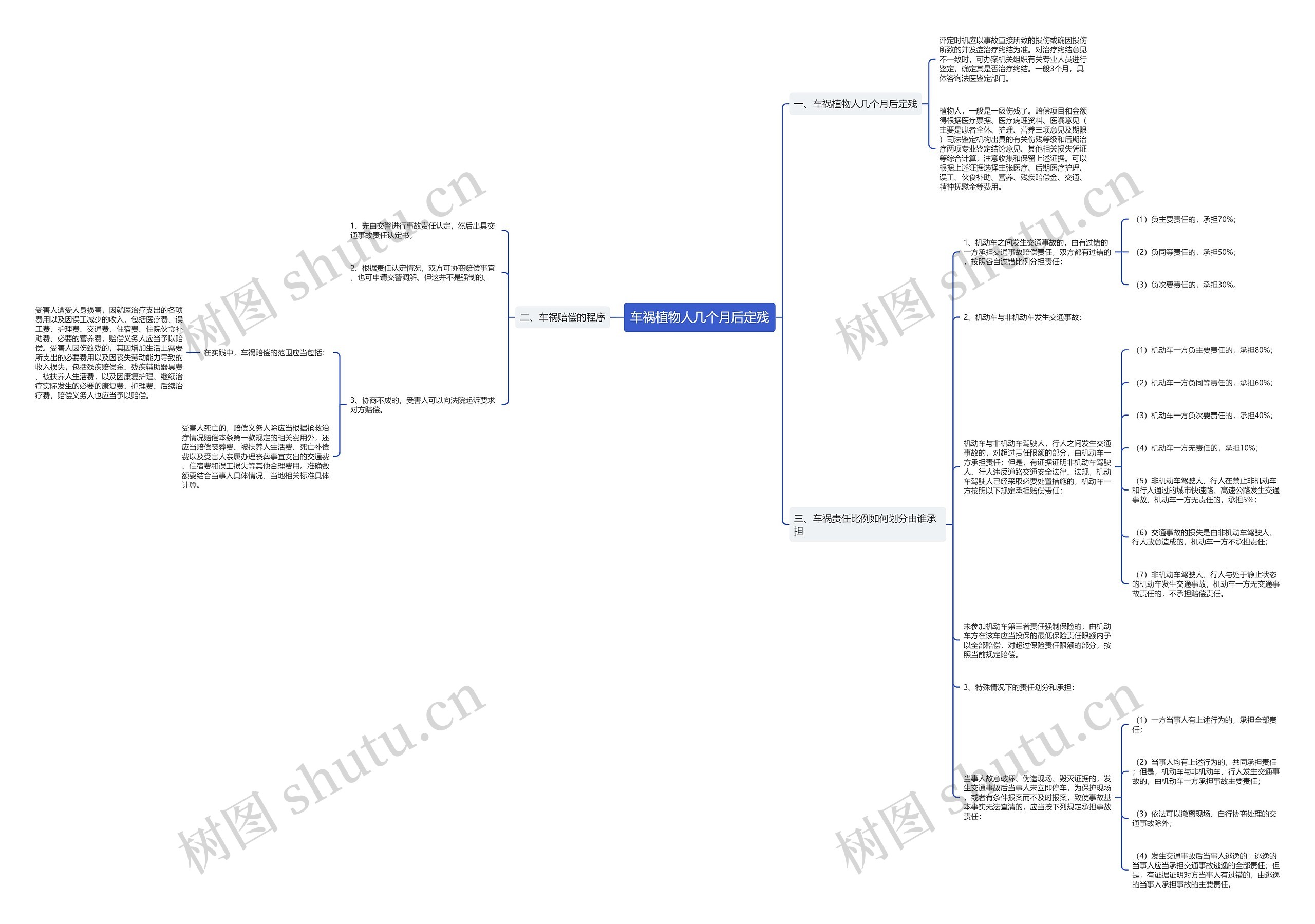 车祸植物人几个月后定残思维导图