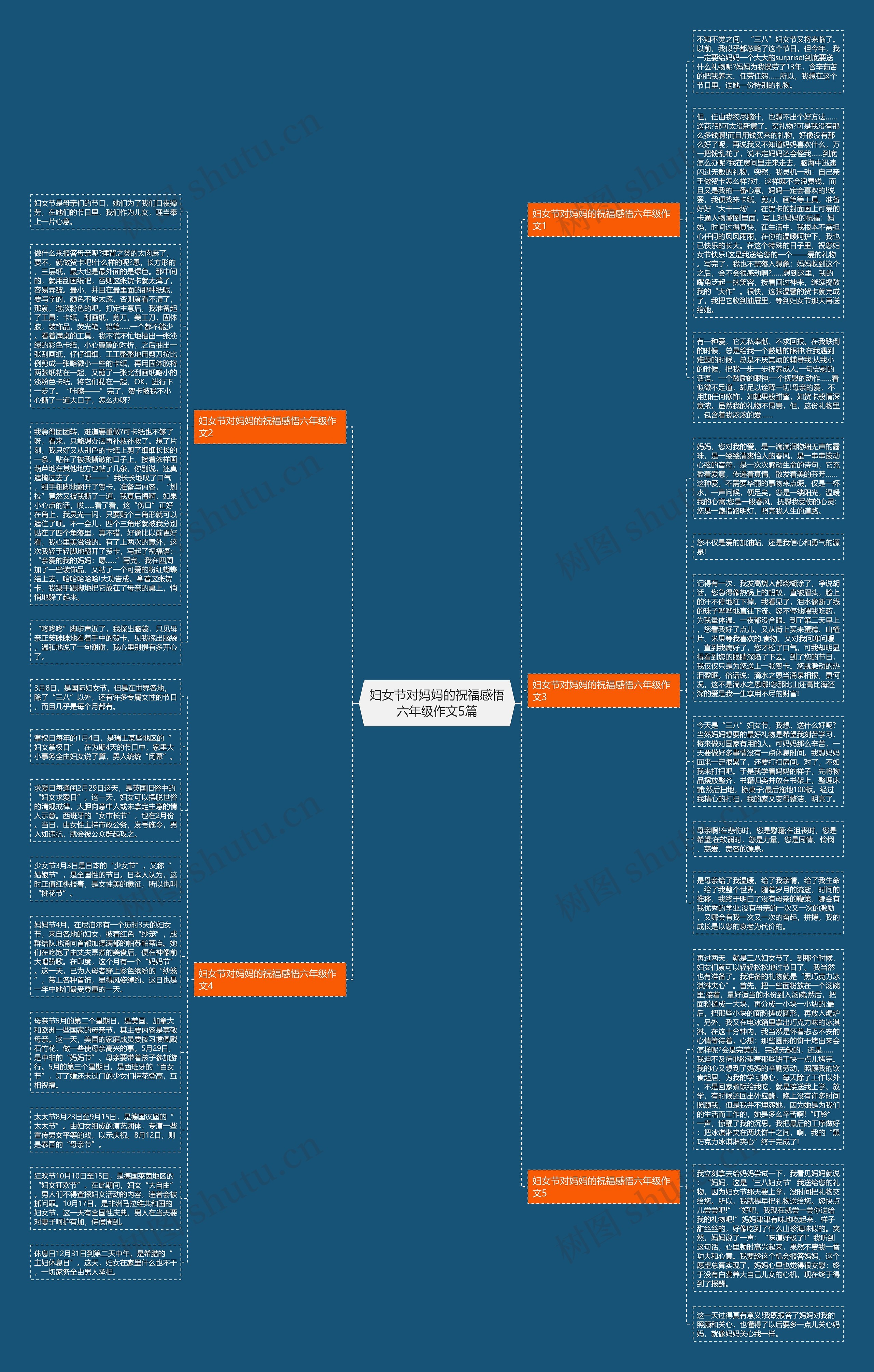 妇女节对妈妈的祝福感悟六年级作文5篇思维导图