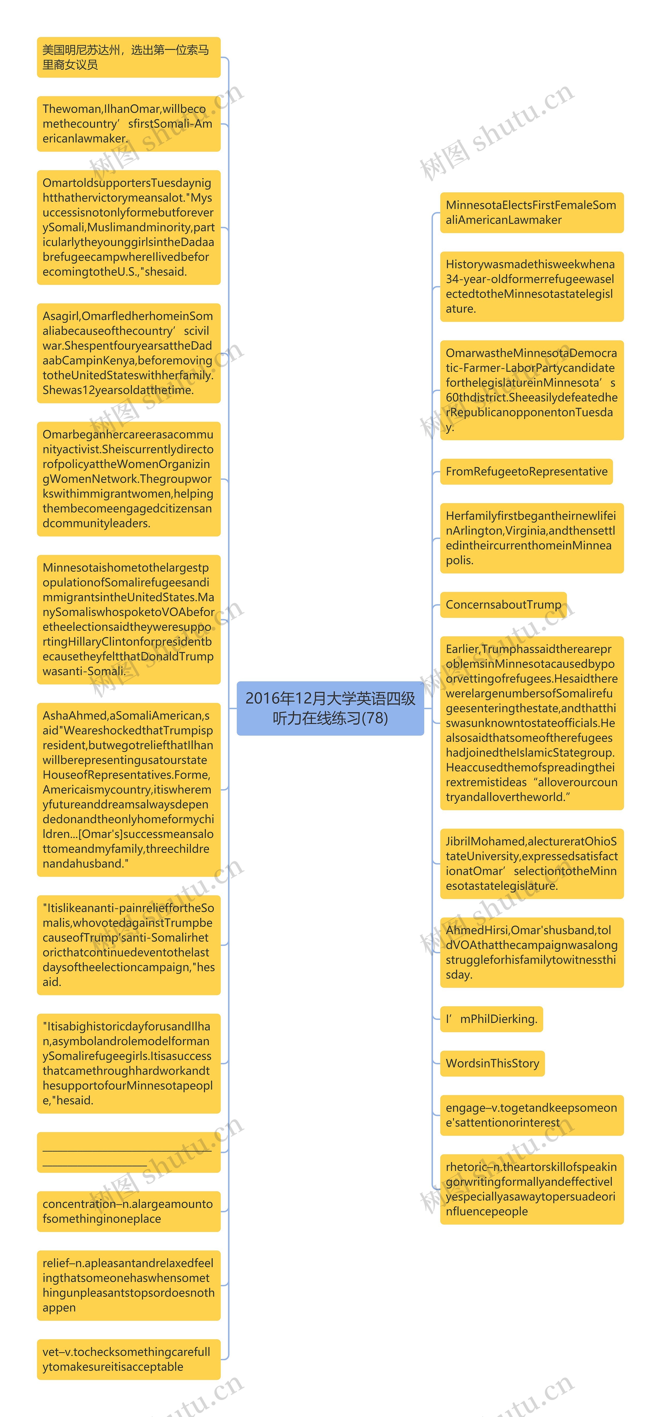 2016年12月大学英语四级听力在线练习(78)思维导图