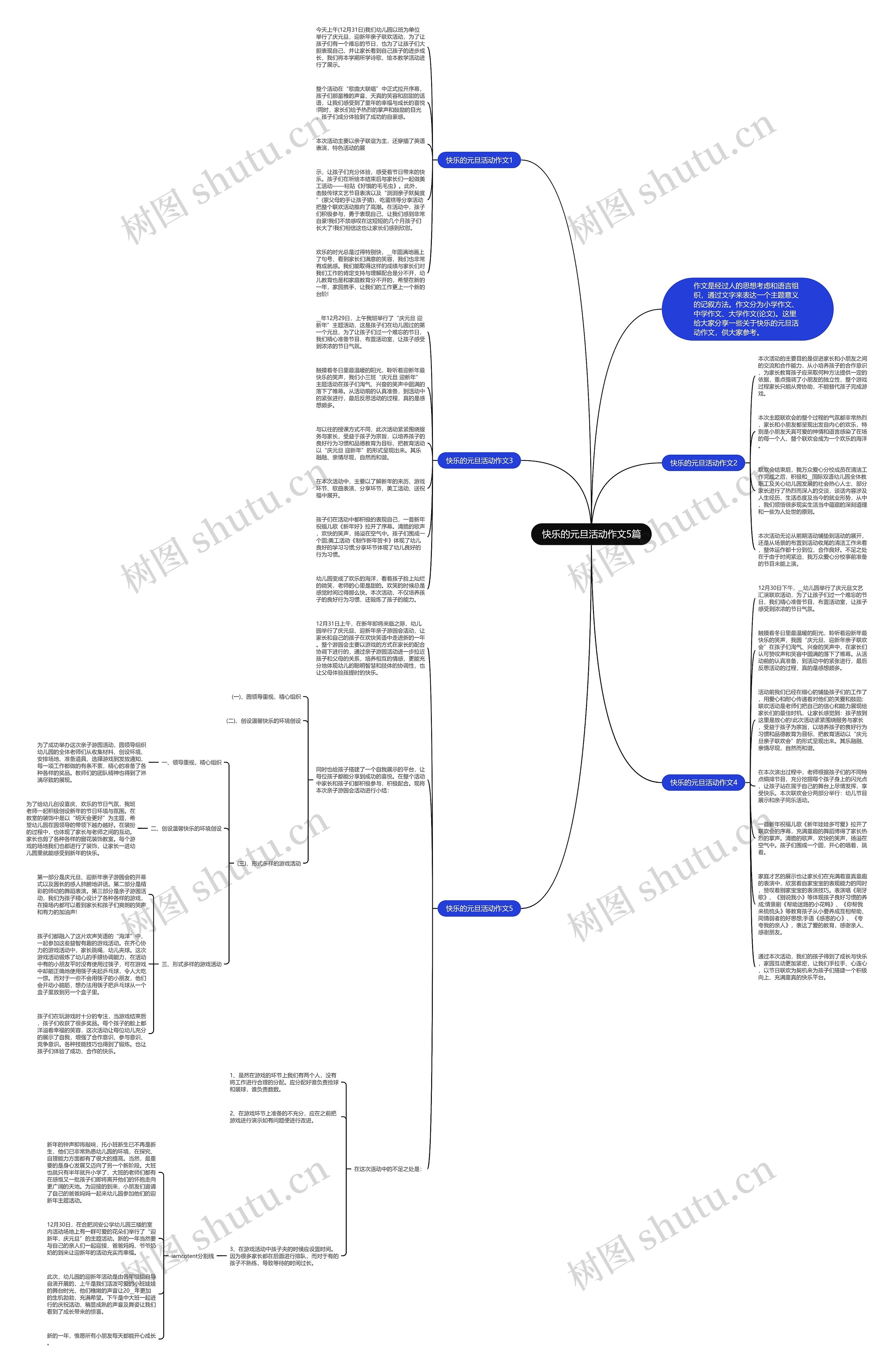 快乐的元旦活动作文5篇思维导图