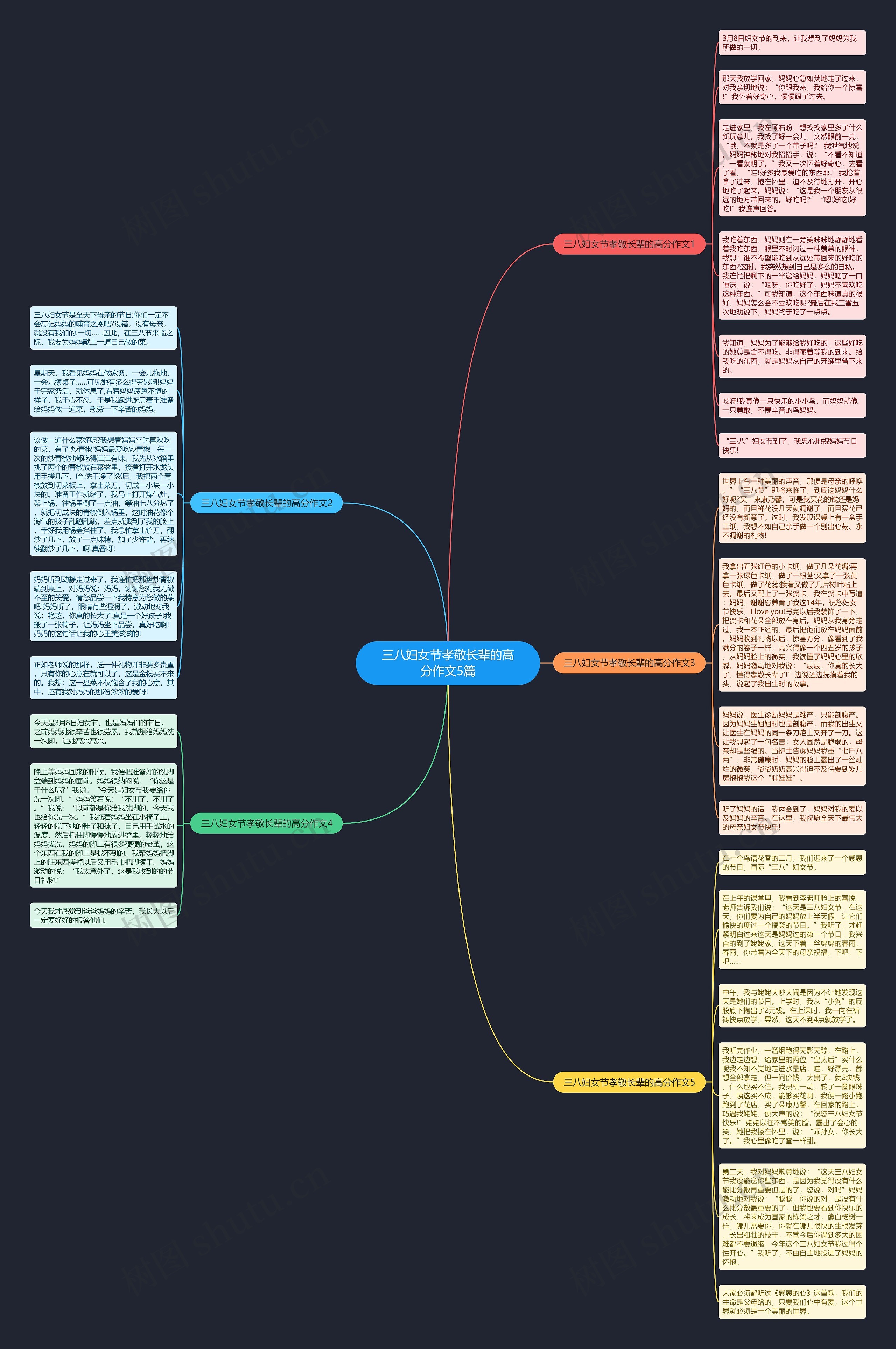 三八妇女节孝敬长辈的高分作文5篇思维导图
