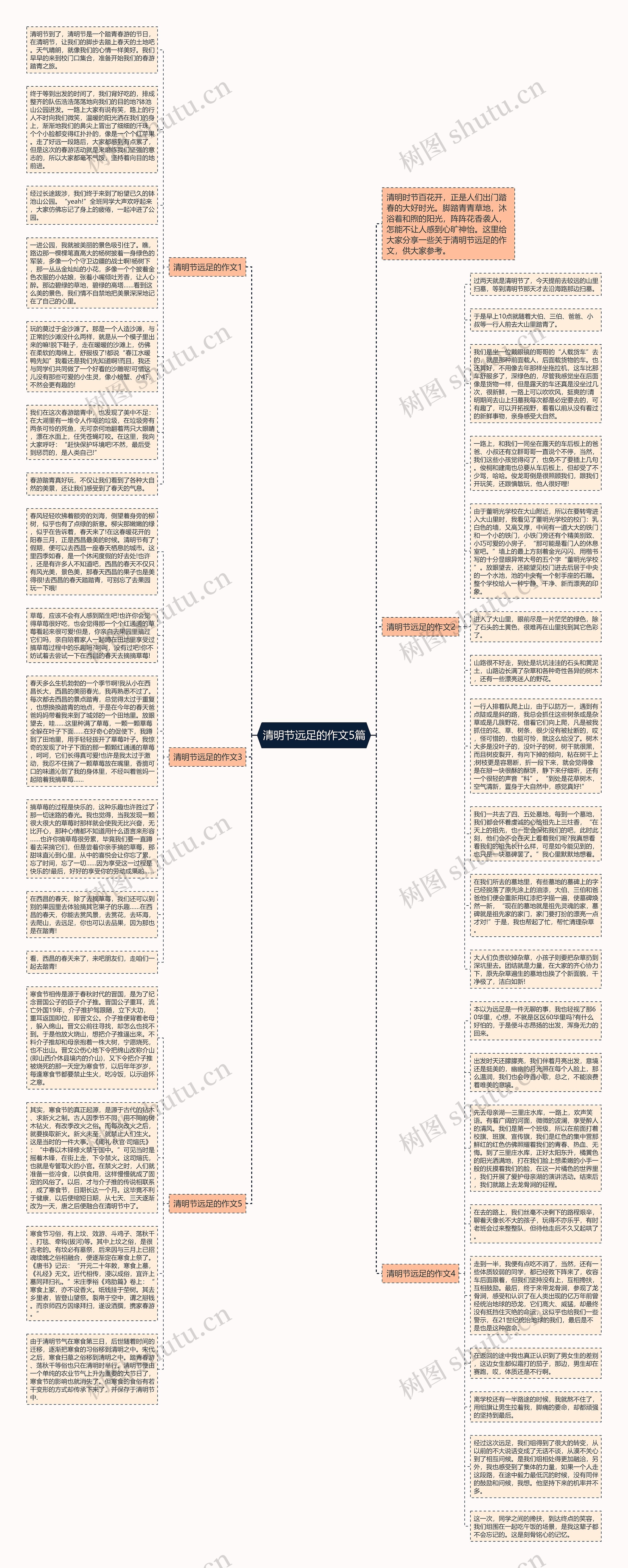 清明节远足的作文5篇思维导图