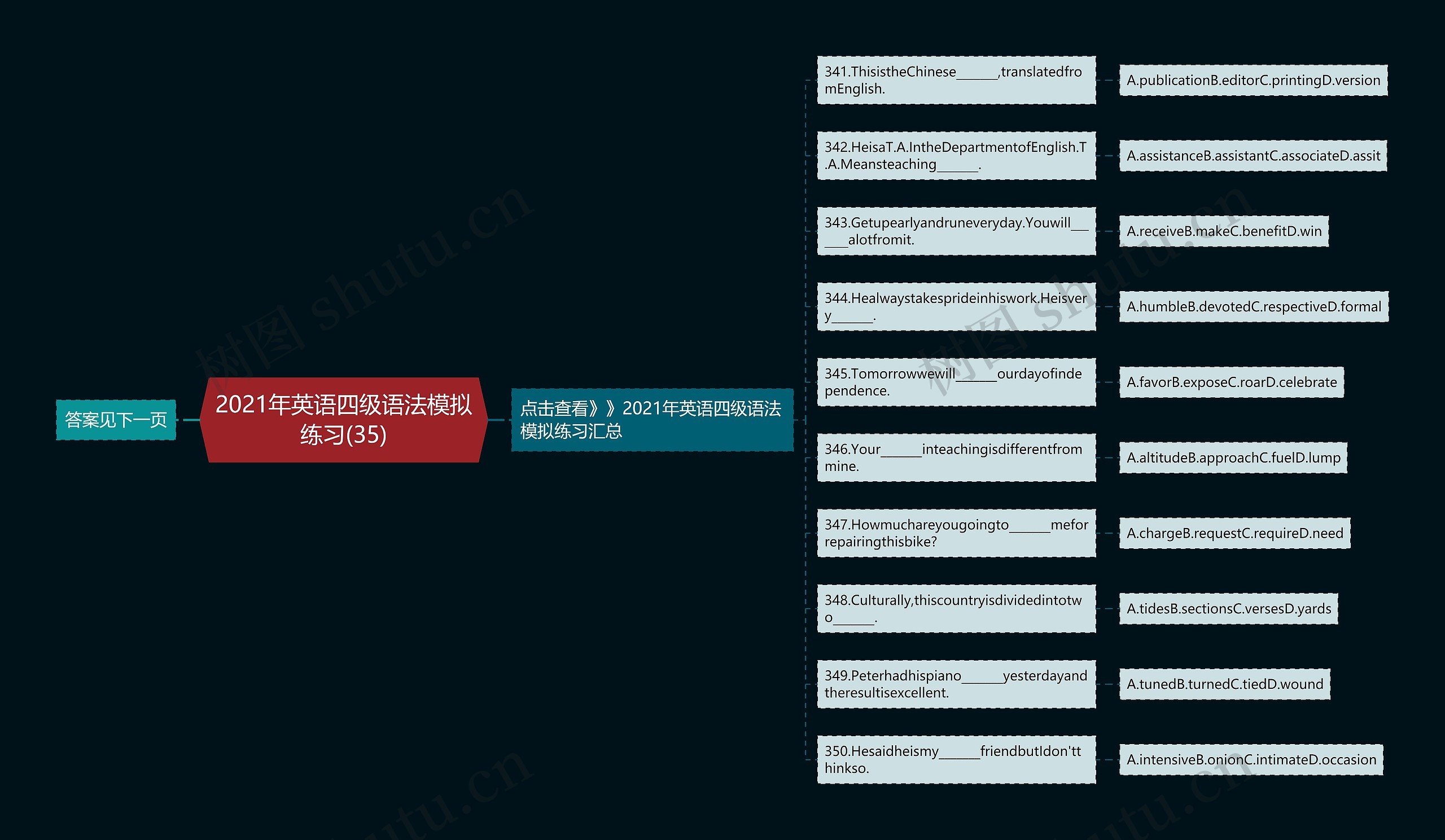 2021年英语四级语法模拟练习(35)