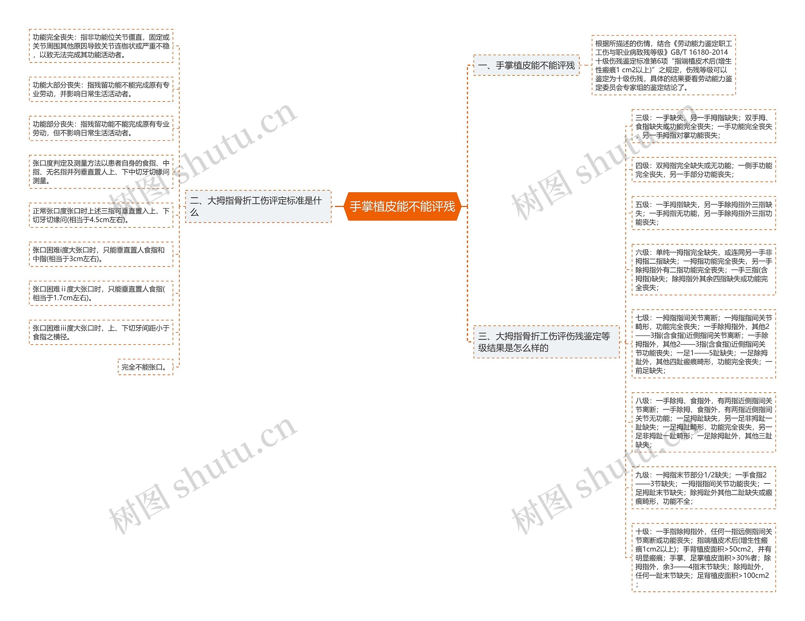 手掌植皮能不能评残思维导图