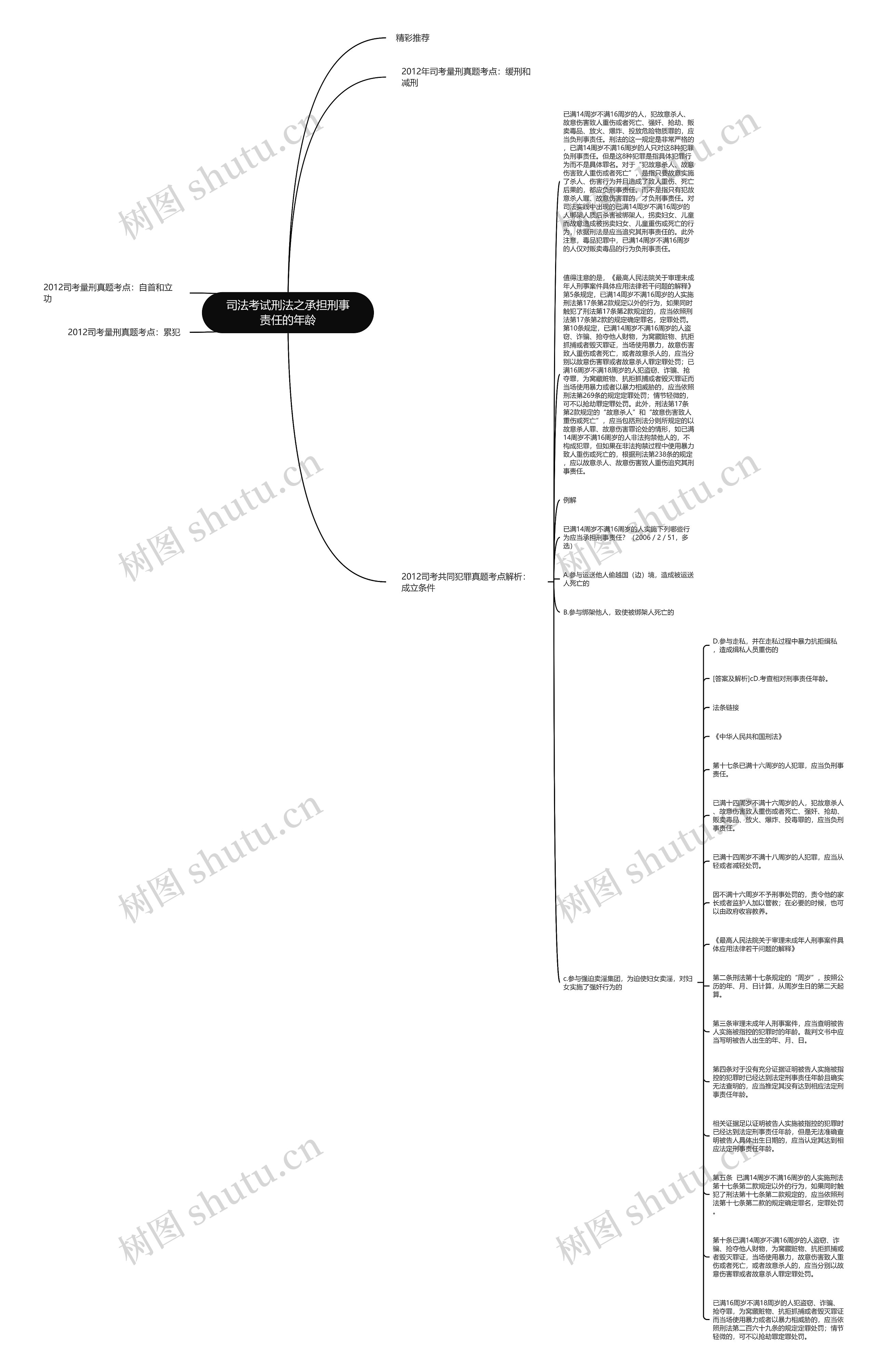 司法考试刑法之承担刑事责任的年龄思维导图