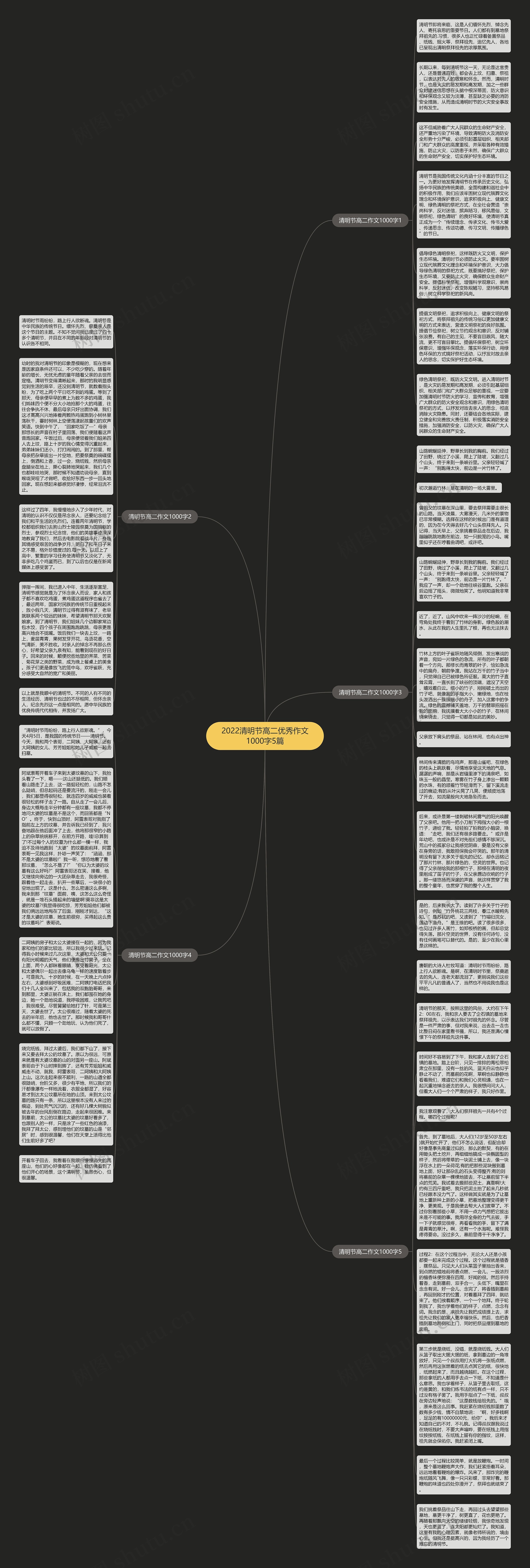 2022清明节高二优秀作文1000字5篇思维导图
